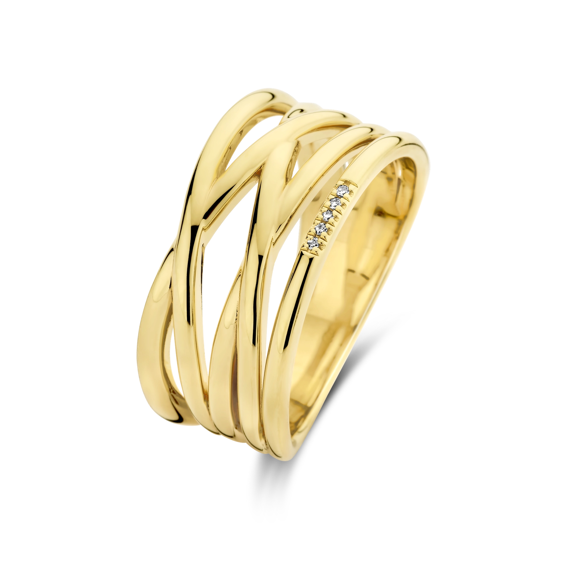 zilver vergulde ring met diamant