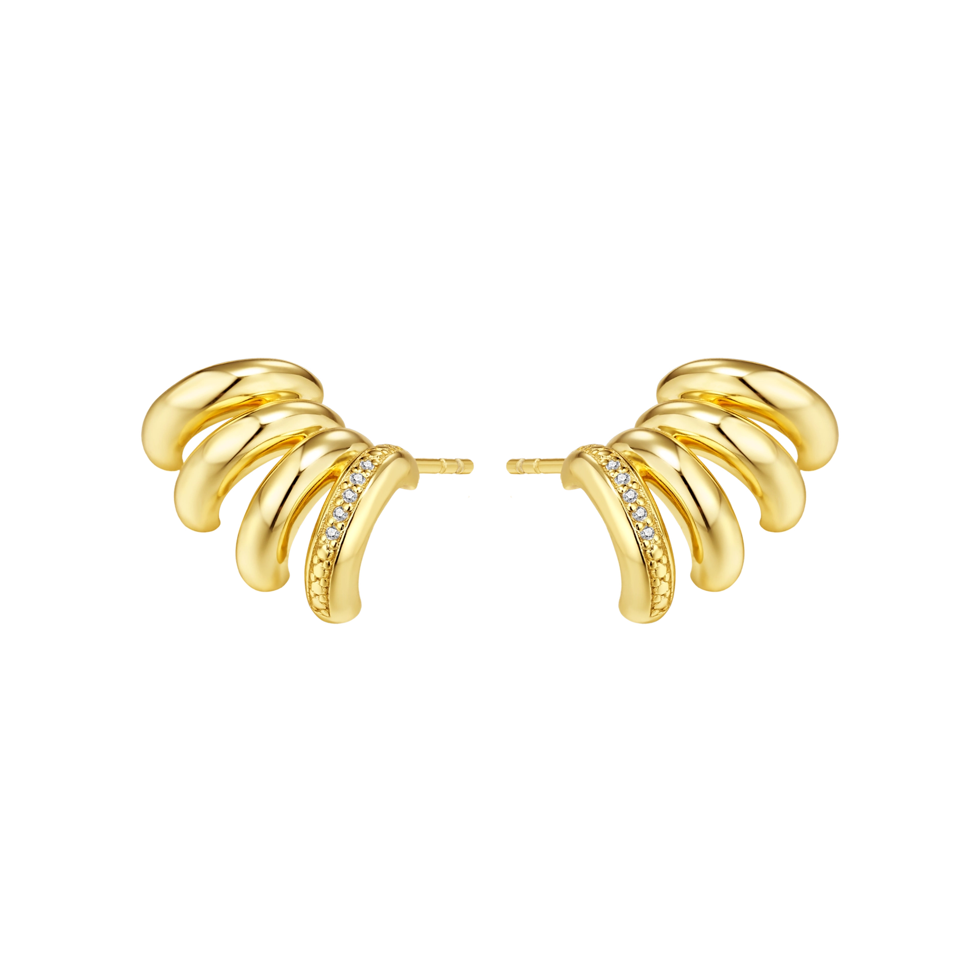 zilver vergulde oorsteker met diamant