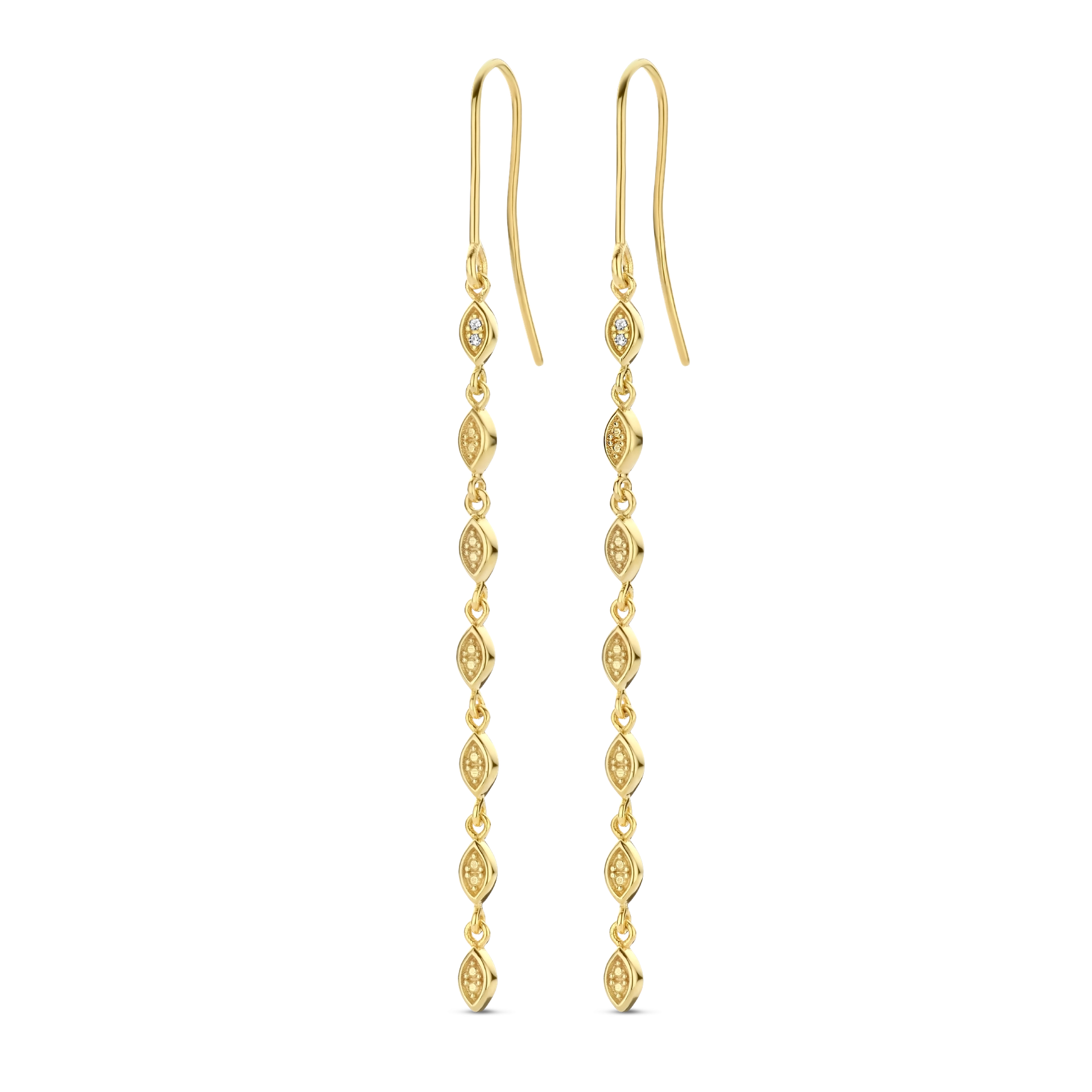 zilver vergulde oorsteker met diamant