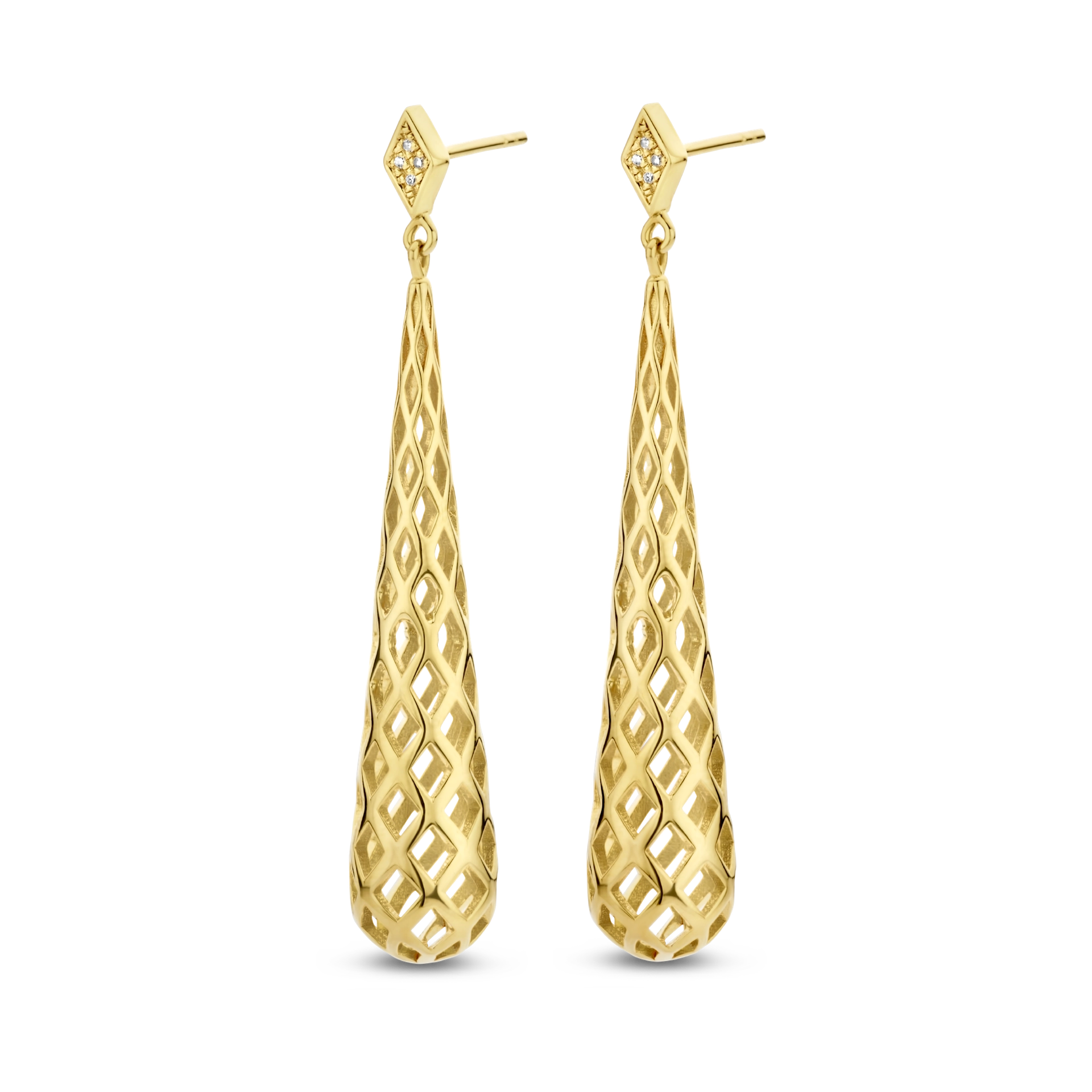 zilver vergulde oorsteker met diamant