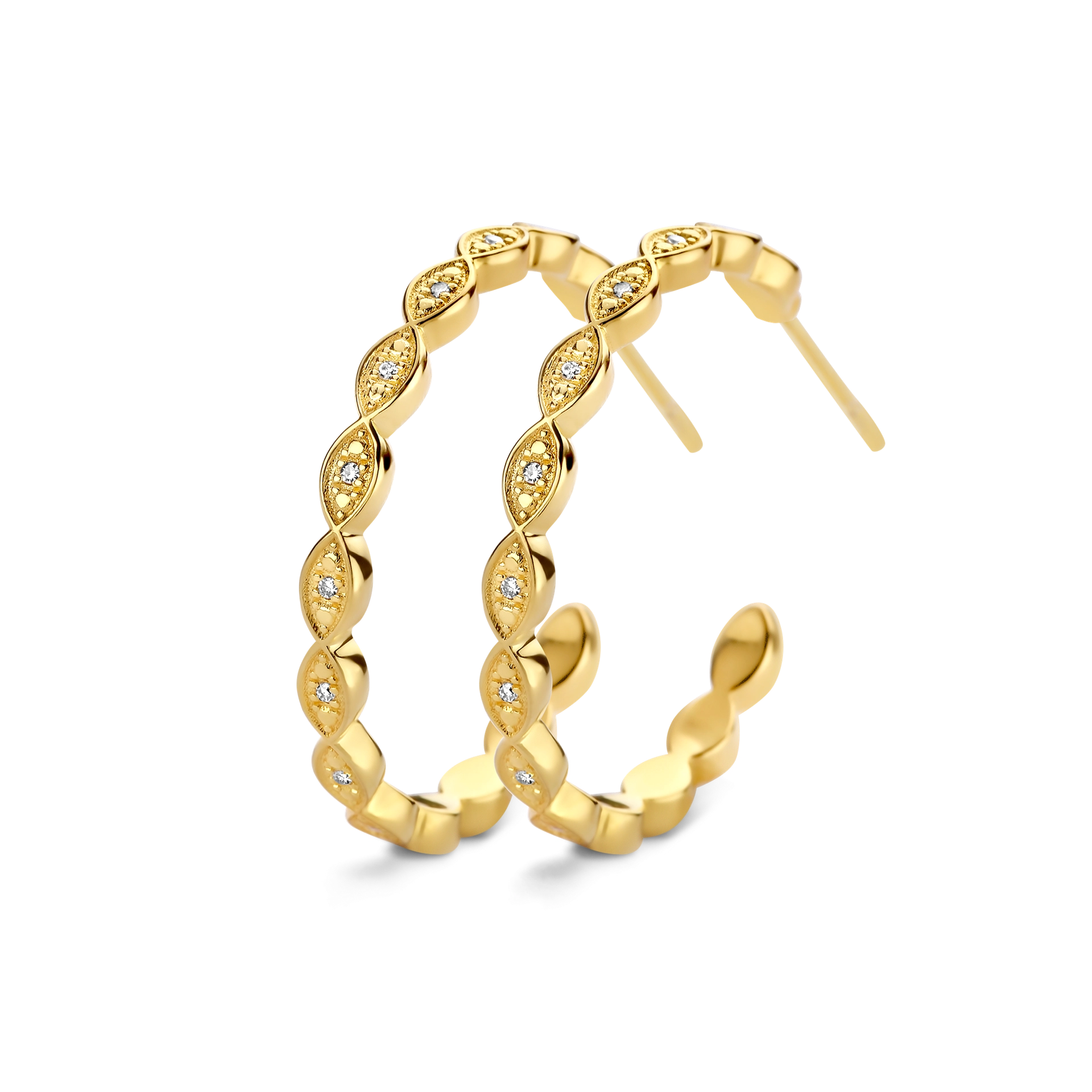 zilver vergulde oorsteker met diamant