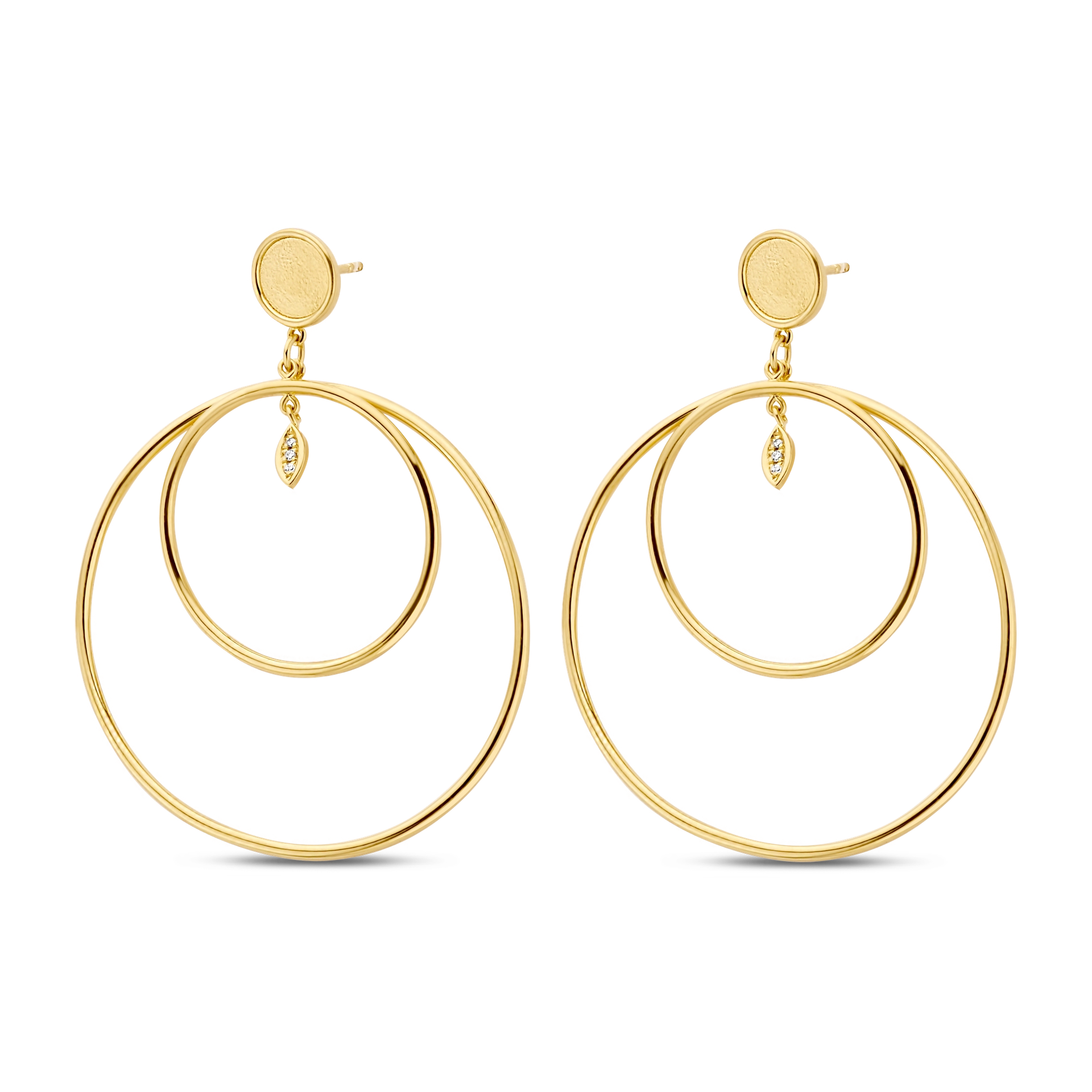 zilver vergulde oorhanger met diamant