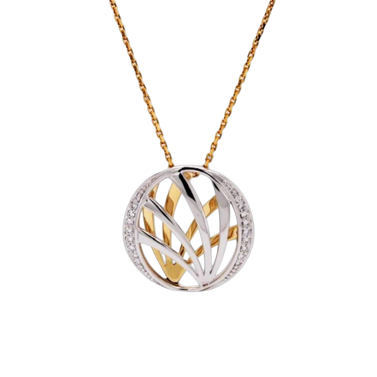 Prachtige 14krt bicolor gouden hanger met diamant 0,075crt SI/W.