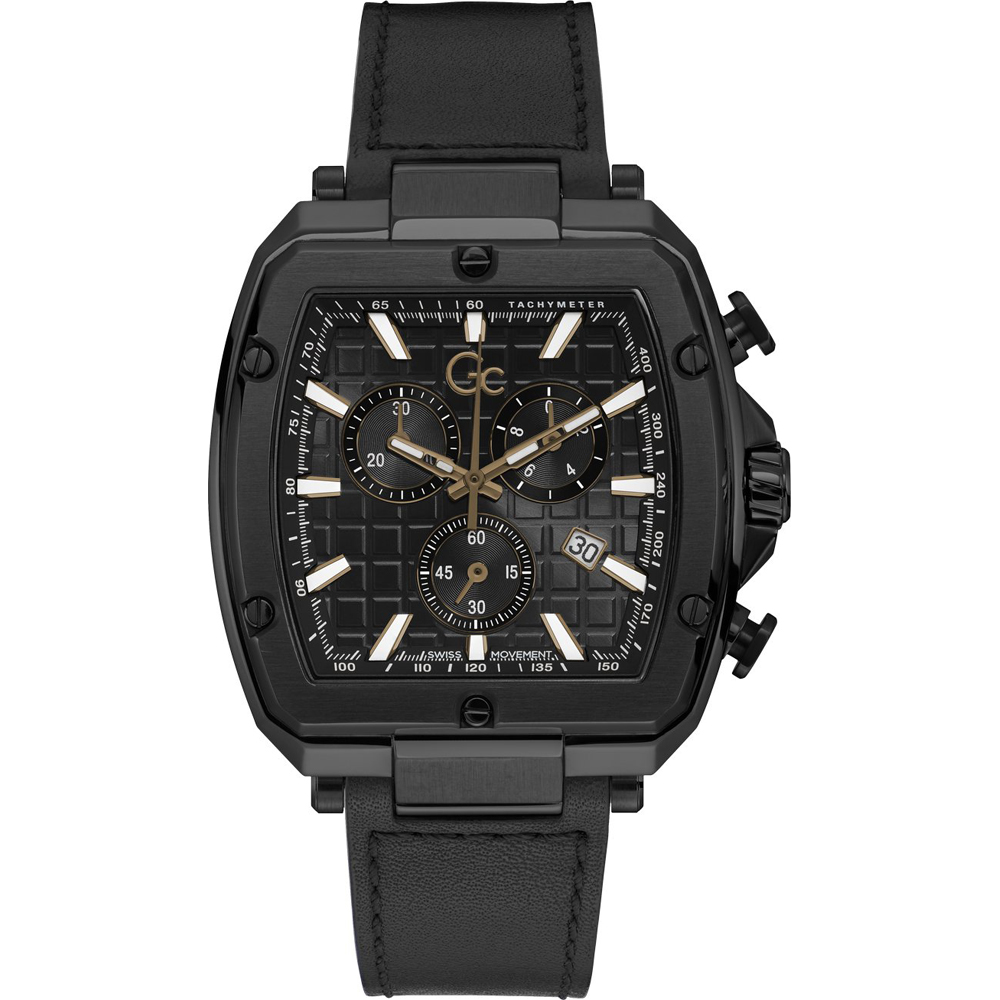GC Sport Chic 50m WR Mineraalglas Chronograaf. Zwart PVD
