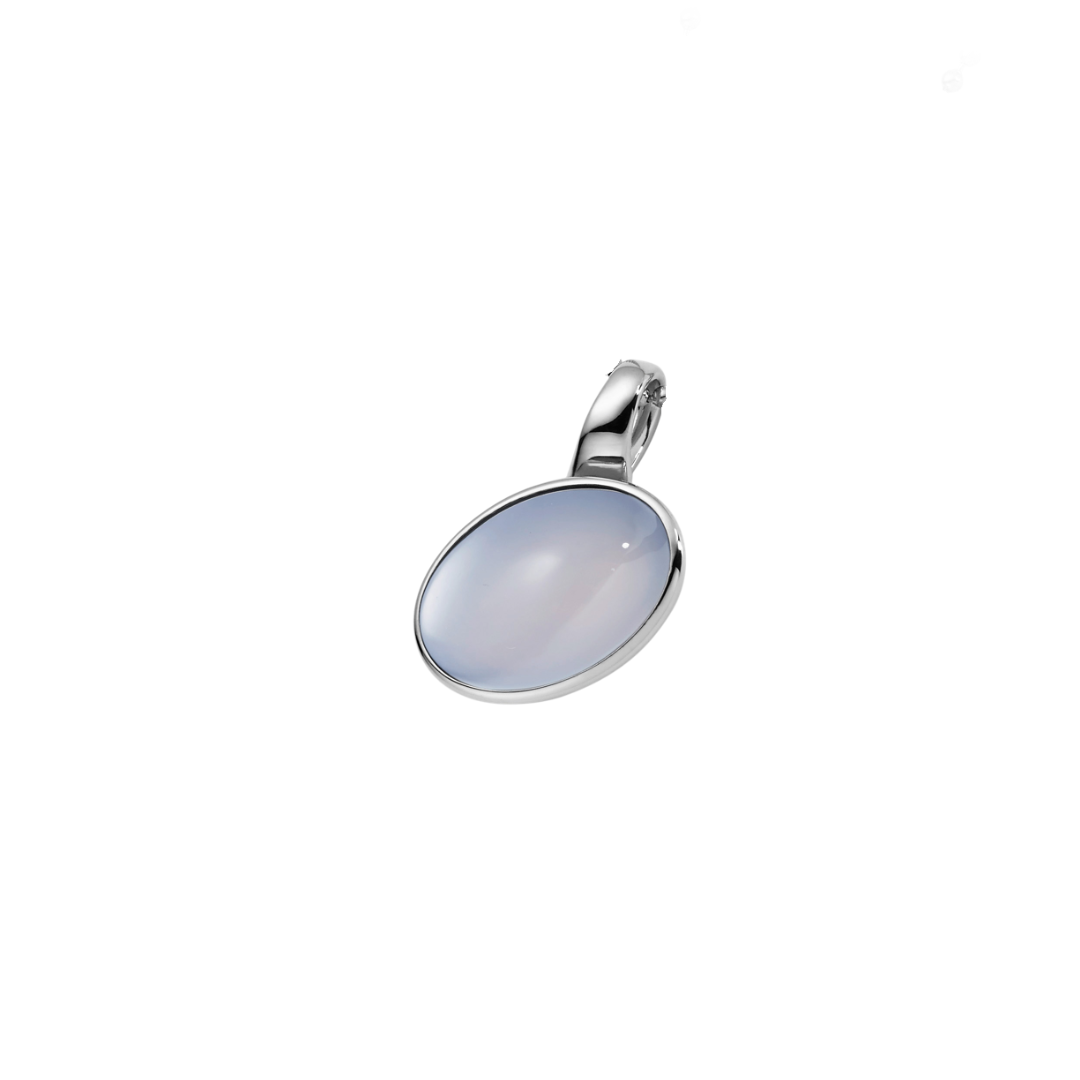 Xen stalen hanger met blauwe chalcedoon steen - ZONDER KETTING