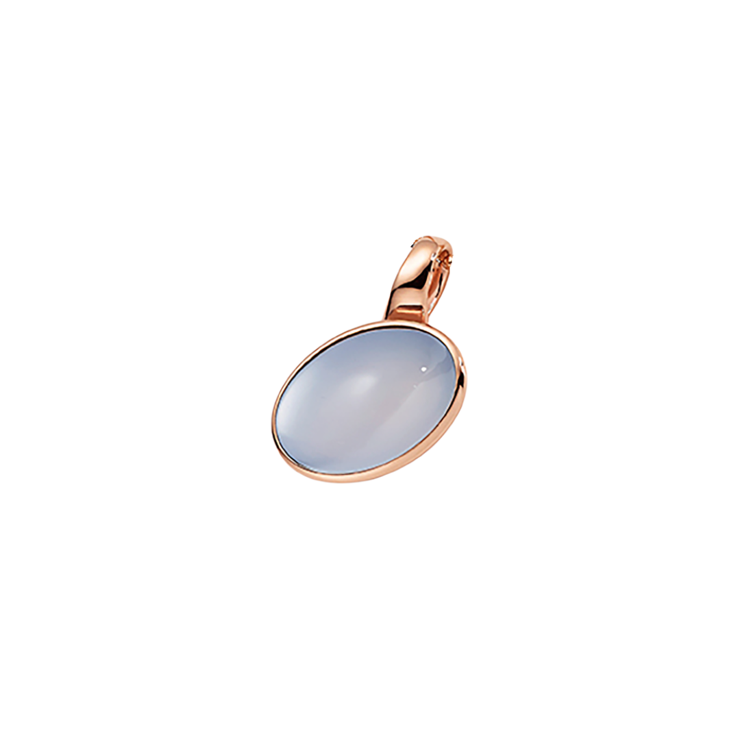 Xen rosé vergulde hanger met blauwe chalcedoon steen - ZONDER KETTING