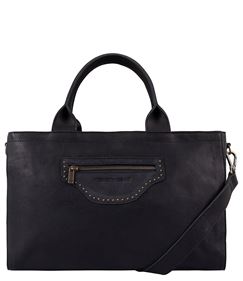 De Cowboysbag laptopbag Newell in zwart is een stijlvolle schoudertas, ideaal voor dagelijks gebruik. Het heeft een ruim hoofdvak voor je laptop en extra vakken voor accessoires. Draag deze tas comfortabel over je schouder voor een moderne en praktische look, perfect voor werk of studie. Ideaal voor wie functionaliteit met stijl wil combineren.