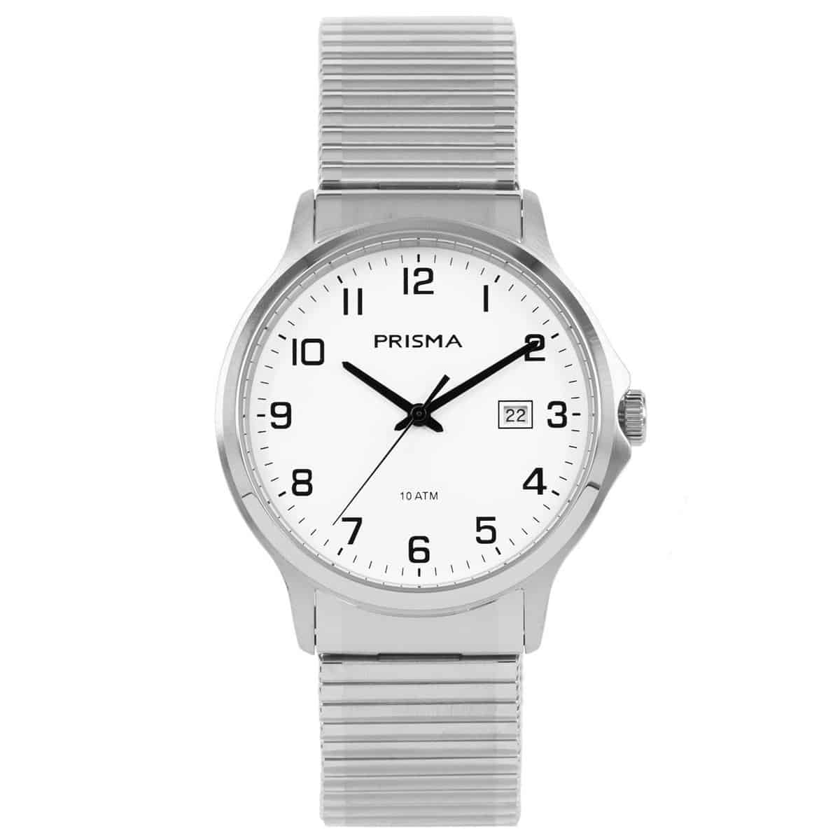 Prisma heren rekband horloge van all stainless steel. 
- Datum: Ja
- Kast maat: 39 mm
- Kast dikte: 10 mm
- Kast materiaal: Stainless Steel
- Uurwerk type: Miyota 2315 shock detection
- Mineraal glas
- Waterdichtheid: 10 ATM
- Horlogeband: All Stainless steel
- Maat aansluiting band: 20mm
- Wijzerplaat; Wit met zwarte aanduidingen
- Licht functie: Nee
- Sluiting: Rekband
EAN: 8716667160002