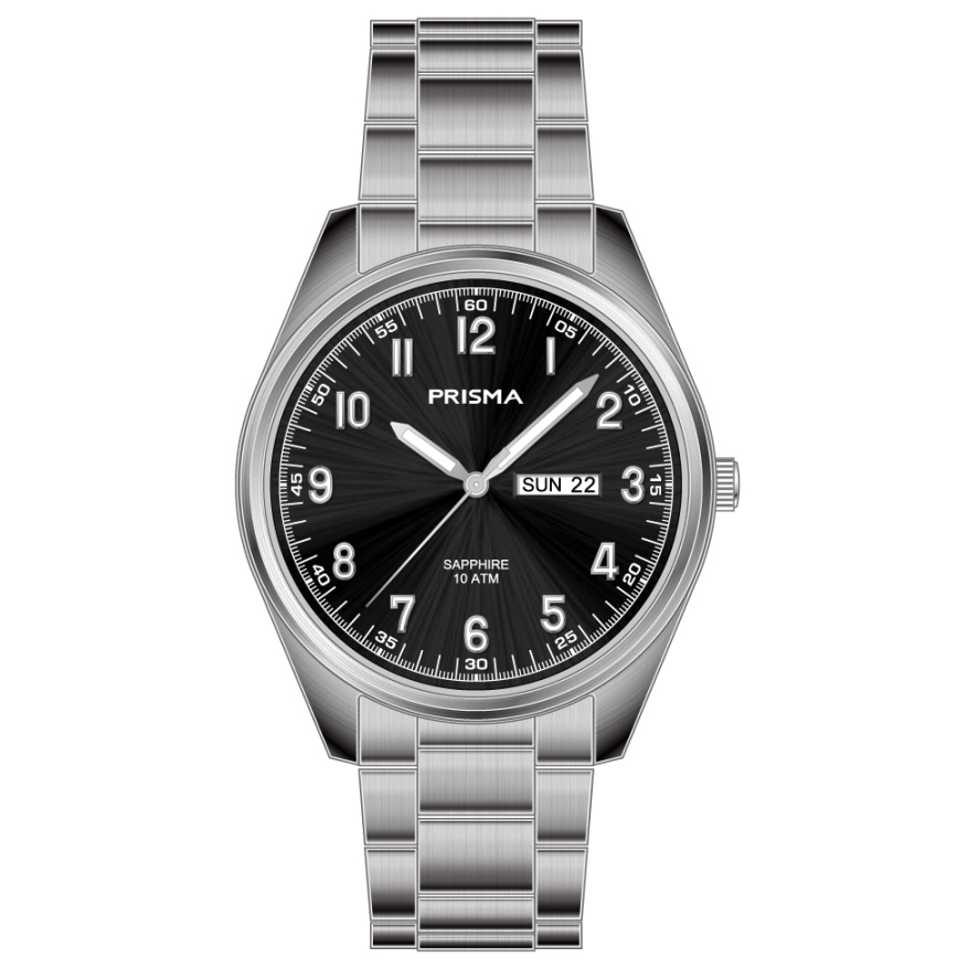 Prisma heren P.1304 horloge titanium saffierglas 10 ATM 		
		
Algemeen		
Artikelnummer: P1304		
Geslacht: heren		
Uurwerk: Miyota (GM02) 		
Waterbestendigheid: 10 ATM/BAR		
		
