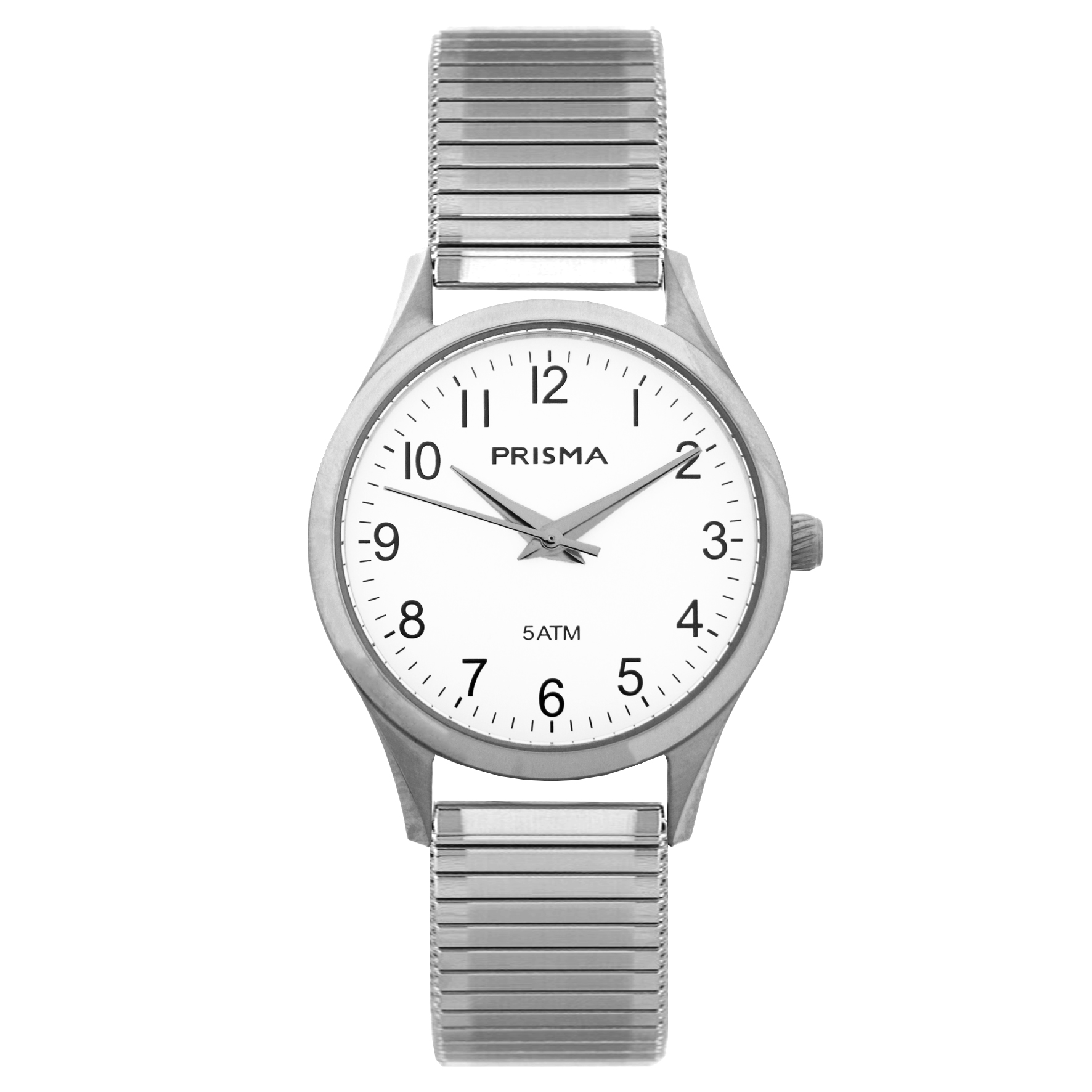 Prisma horloge P1155 dames edelstaal 5 ATM 

Algemeen
Geslacht: dames
Model: P1155

Voordelen
- rekband sluit naadloos aan op de huid
- band edelstaal zilver
- wijzerplaat zilver met zilvere cijfers (arabisch)
- duidelijke tijdsweergave
-spat waterdicht: handenwassen, regen
- quartz
- maat kast 29mm (breedte) 7.8mm (dikte)

