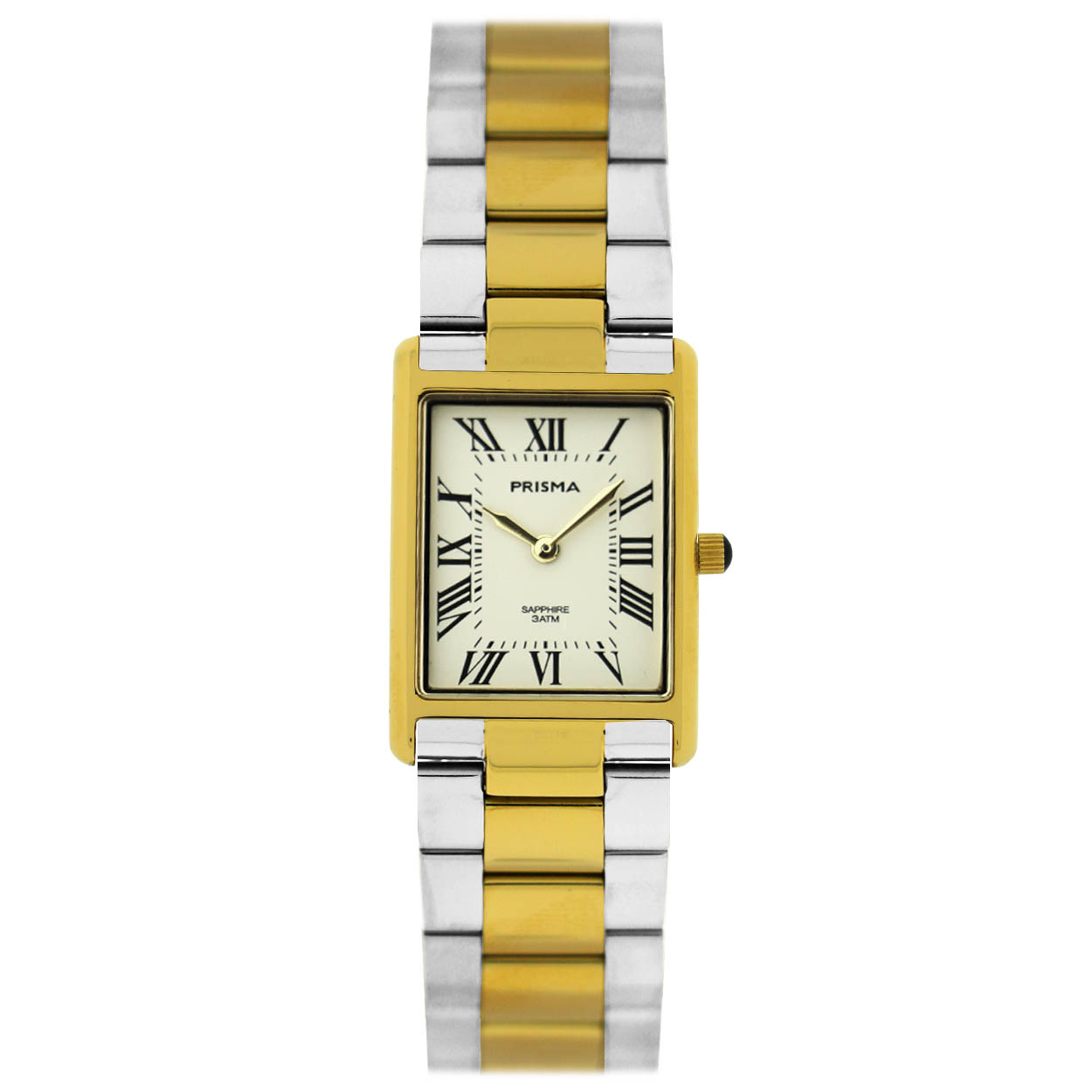 Prisma horloge P2356 Baroness dames edelstaal saffierglas 3 ATM

Algemeen
Geslacht: dames
Model: P.2356

Voordelen
- solid all-stainless steel bracelet bicolor goud-zilverkleurige met vlindersluiting
- rechthoek model
- wijzerplaat wit metzwartkleurige Romeinse cijfers
- Waterdicht all-weather
- glas is zeer krasvast
- ook voor brede pols (max. 210 mm)
- quartz uurwerk
- maat kast 22  x 31,5mm (breedte) 5mm (dikte)

