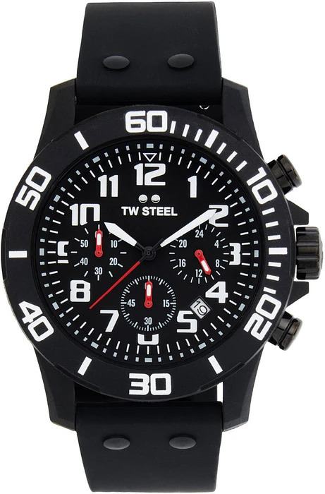 De TW Steel TWCA1 Carbon Zwart Zwart 44mm is een stoer en opvallend horloge met een robuust design. Met een diameter van 44 mm en een hoogte van 15 mm is dit horloge een echte eyecatcher om je pols. De tijdaanduiding van dit horloge is analoog en het uurwerk werkt op quartz, wat zorgt voor een nauwkeurige tijdsweergave.