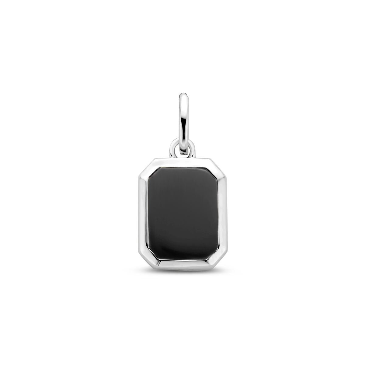 Gerhodineerd 925 zilveren hanger met onyx. De hanger heeft een totale hoogte van 20mm.