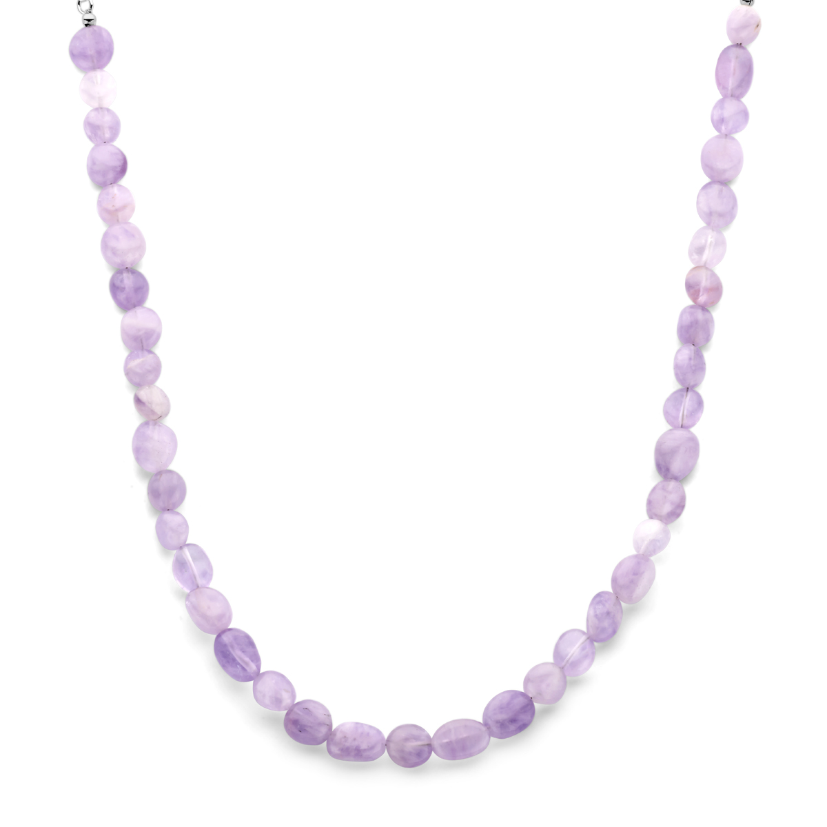 Gerhodineerd 925 zilveren collier uitgevoerd met amethist. Het collier heeft een draaglengte van 40cm met 5cm extensie. Uitgevoerd met karabijnsluiting.