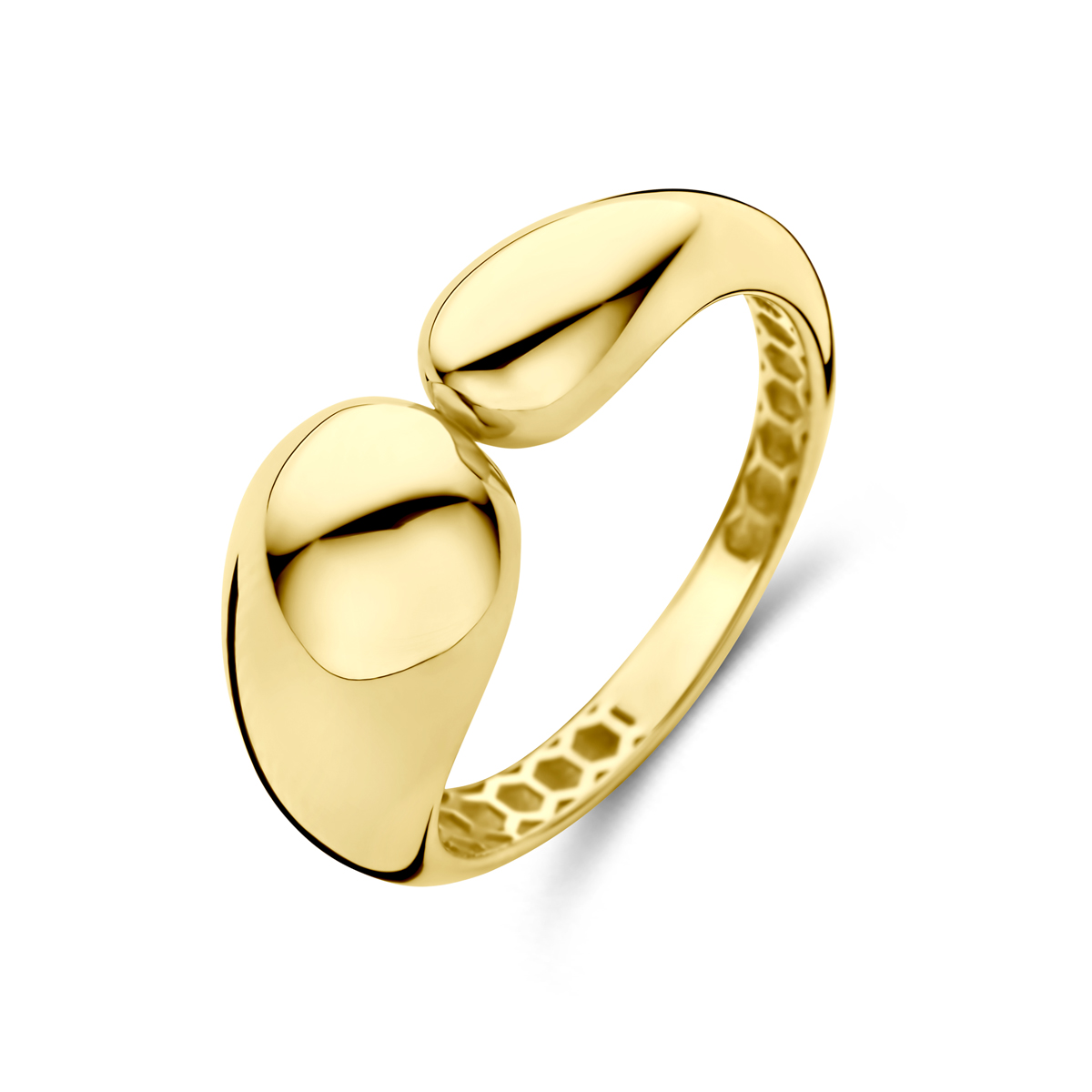 14k Geelgouden ring met een breedte van 9mm.