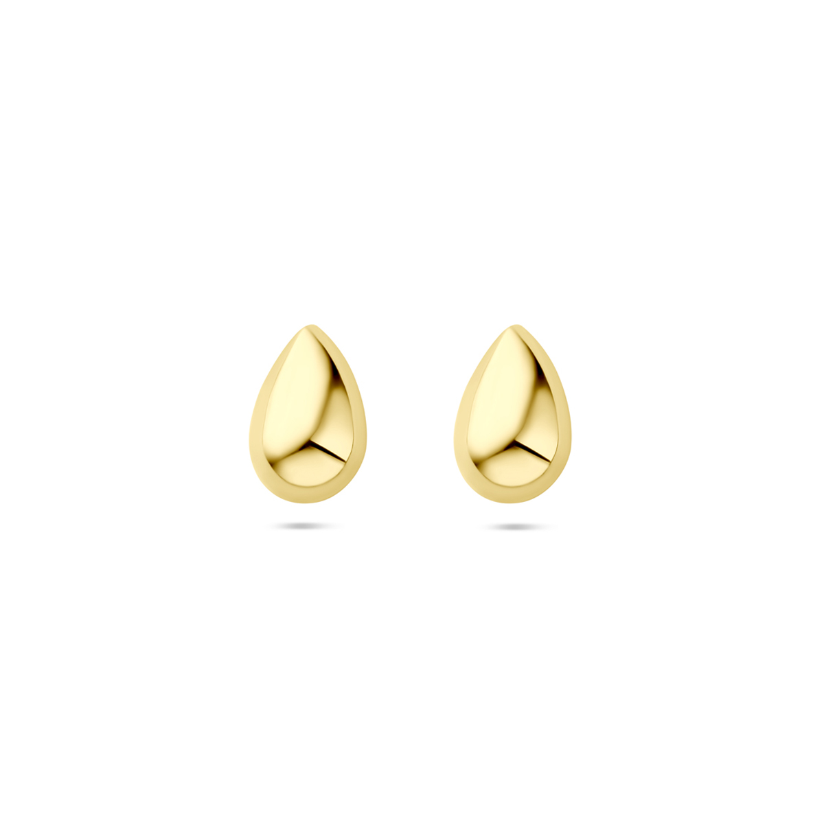 14k Geelgouden oorknoppen uitgevoerd in de vrom van een druppel. De oorknoppen hebben een afmeting van 8x5.5mm.