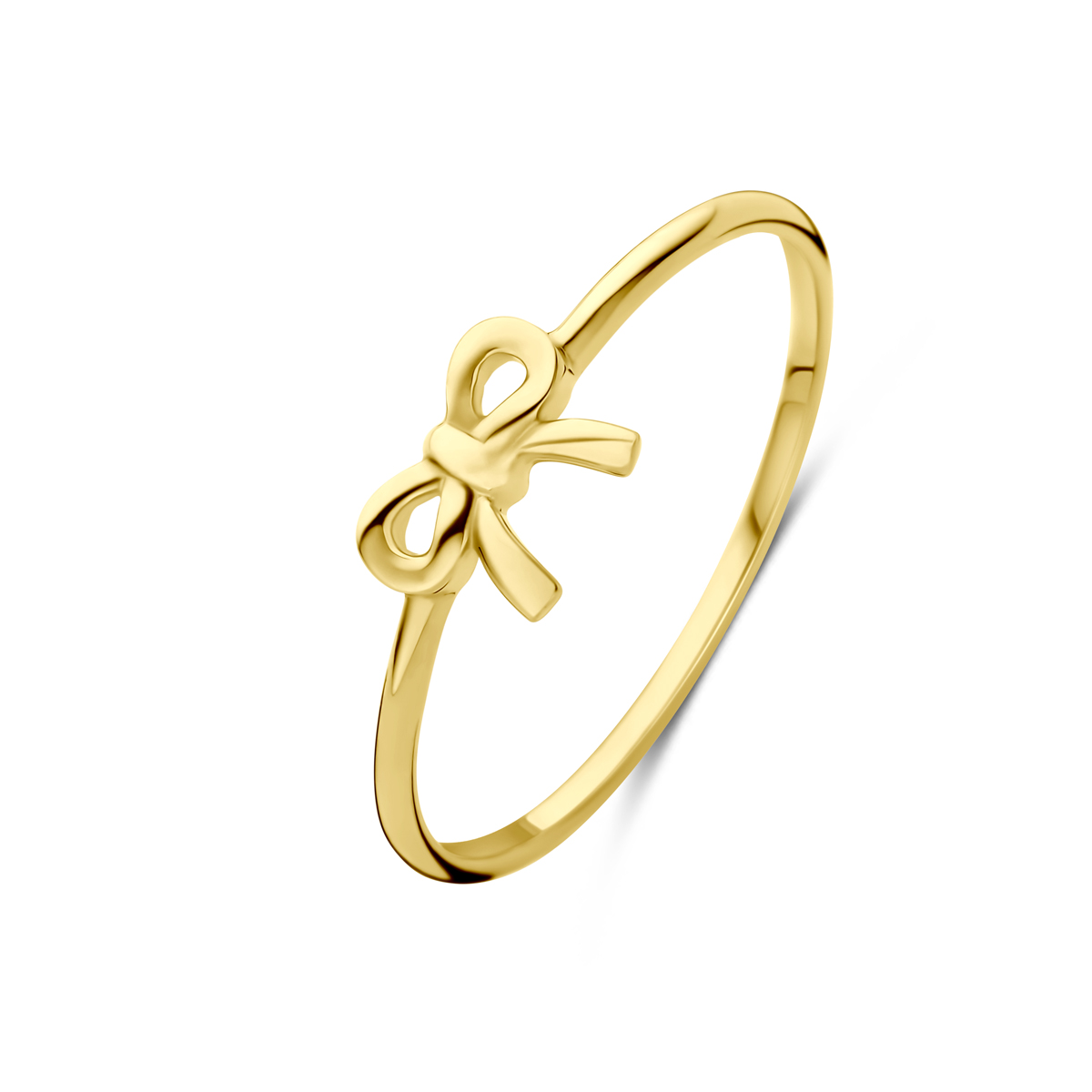 14k Geelgouden ring uitgevoerd met een strik. De ring heeft een breedte 5.5mm.