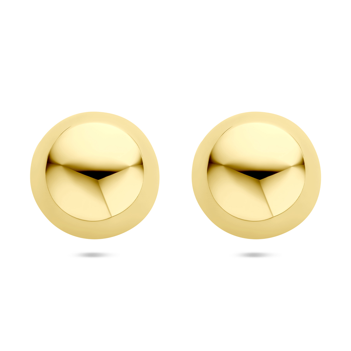 Stalen oorknoppen met een diameter van 25mm. De oorknoppen hebben een geel gekleurde ion plating.
