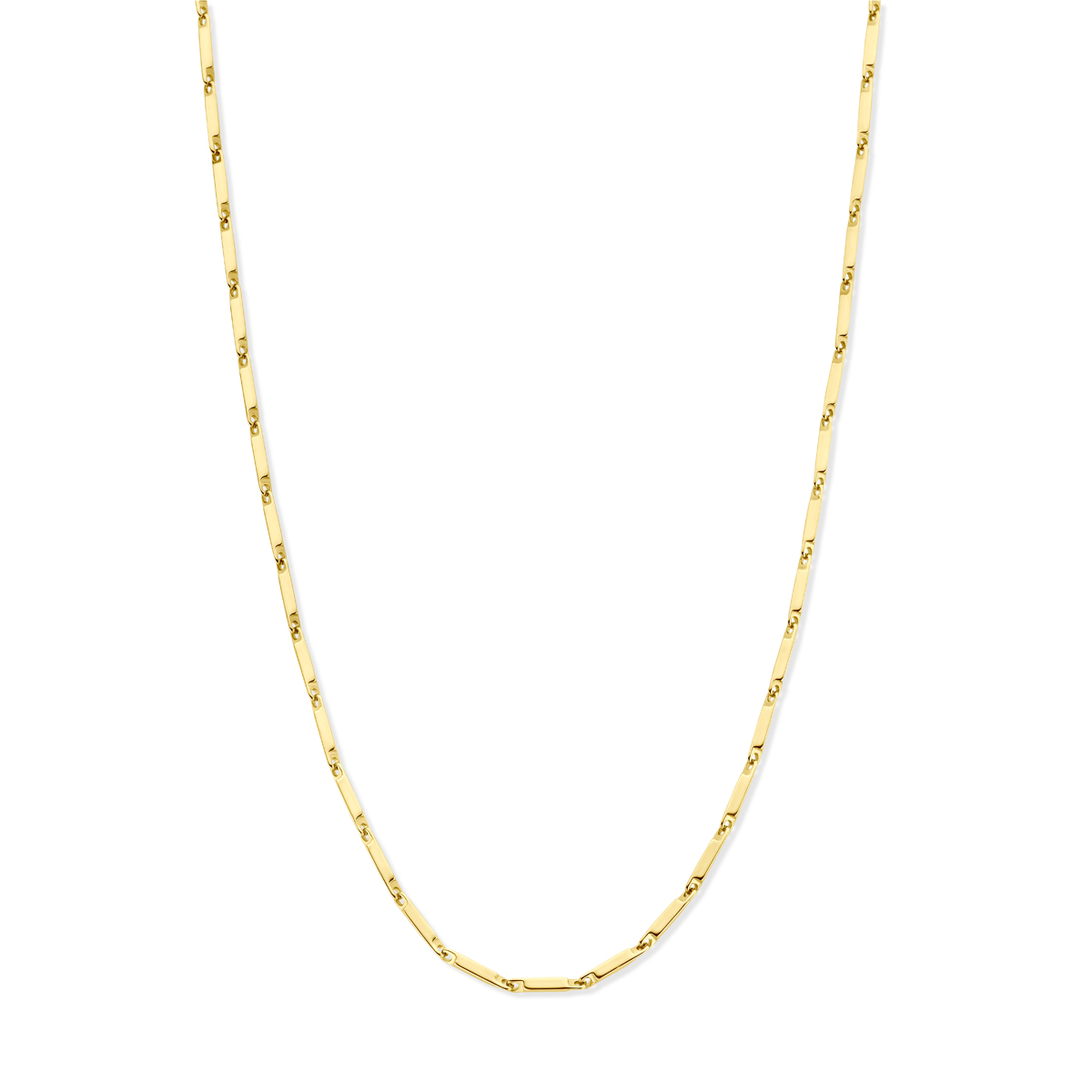 Stalen collier met een schakelbreedte van 2.5mm en een draaglengte van 55cm met 5cm extensie. Het collier heeft een geel gekleurde ion plating en is uitgevoerd met karabijnsluiting.