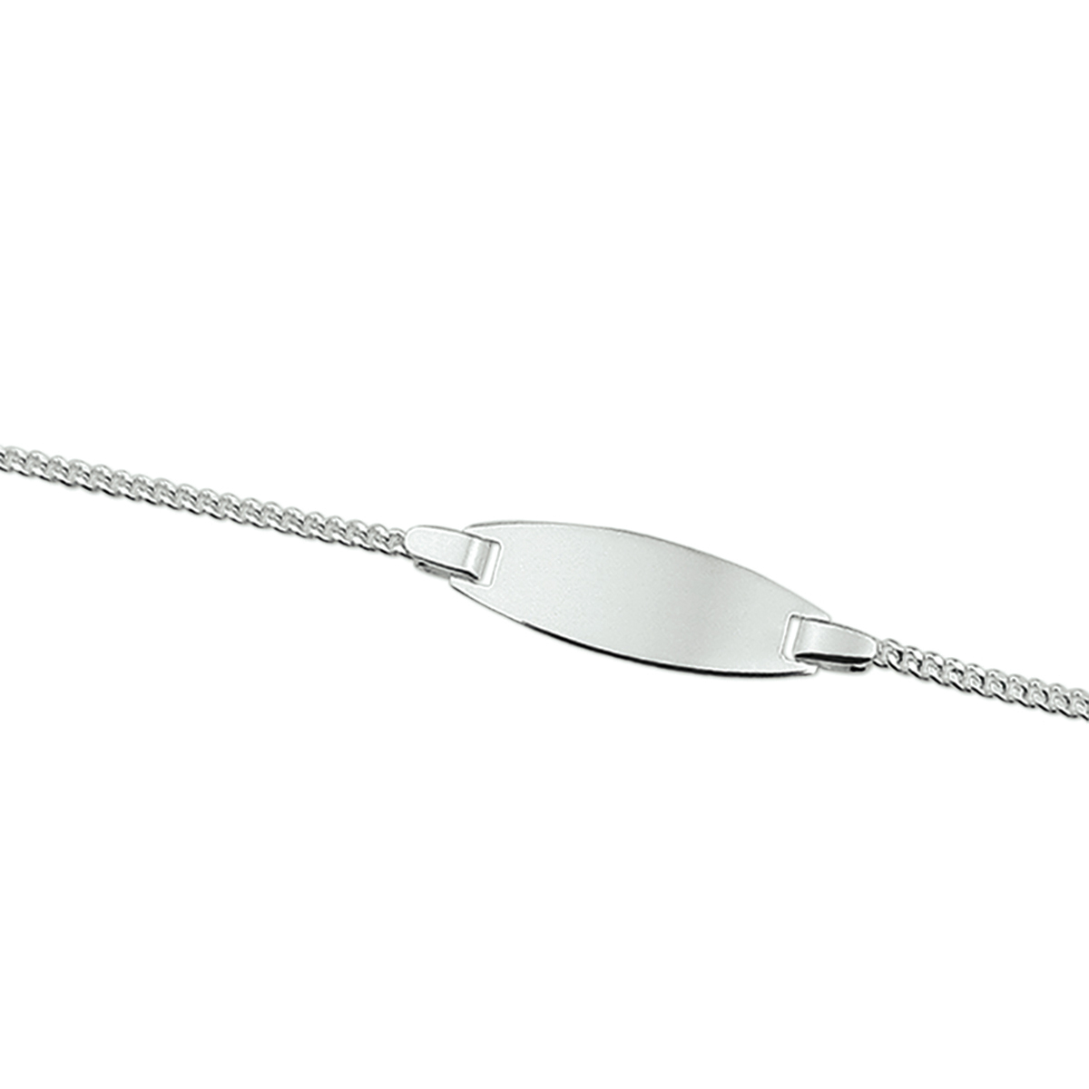 Zilveren graveerarmband. De lengte bedraagt 11cm met 2cm extensie. De breedte van de graveerplaat bedraagt 7.6mm.
Doelgroep: kinderen
Breedte: 8 mm
Kortste lengte: 11 cm
Langste lengte: 13 cm