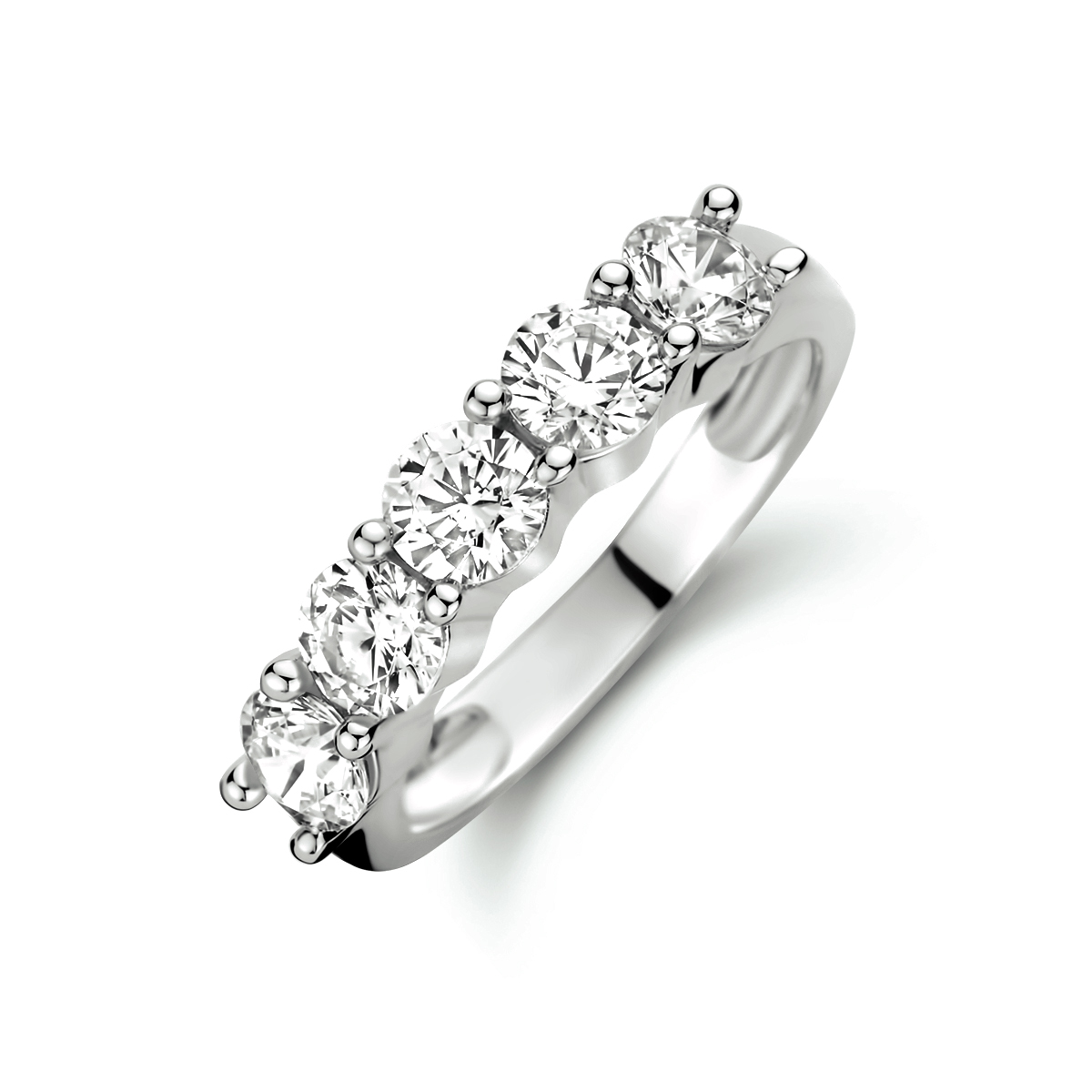 925 gerhodineerde dames ring met zirconia's.