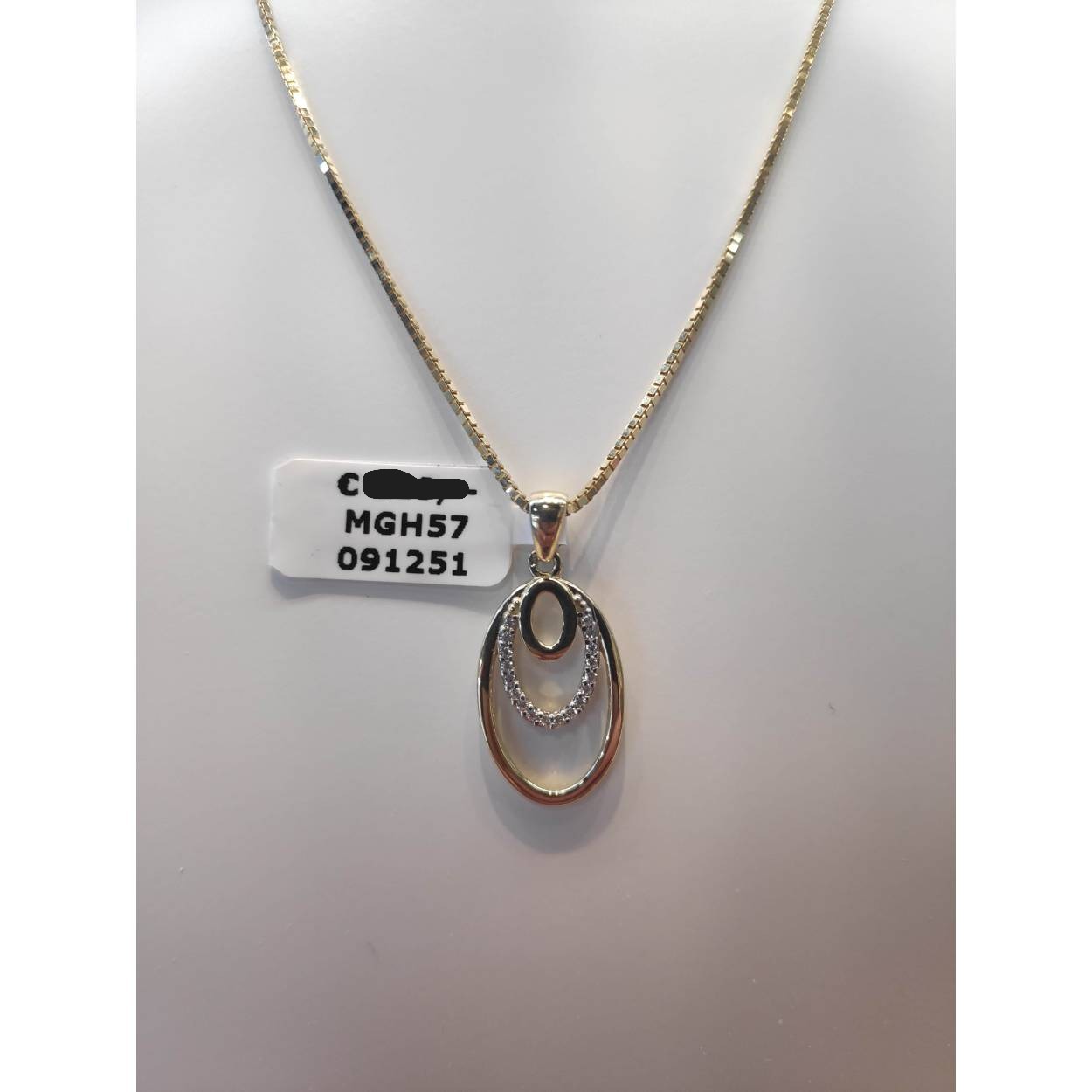 Gouden hanger ovaal met zirkonias