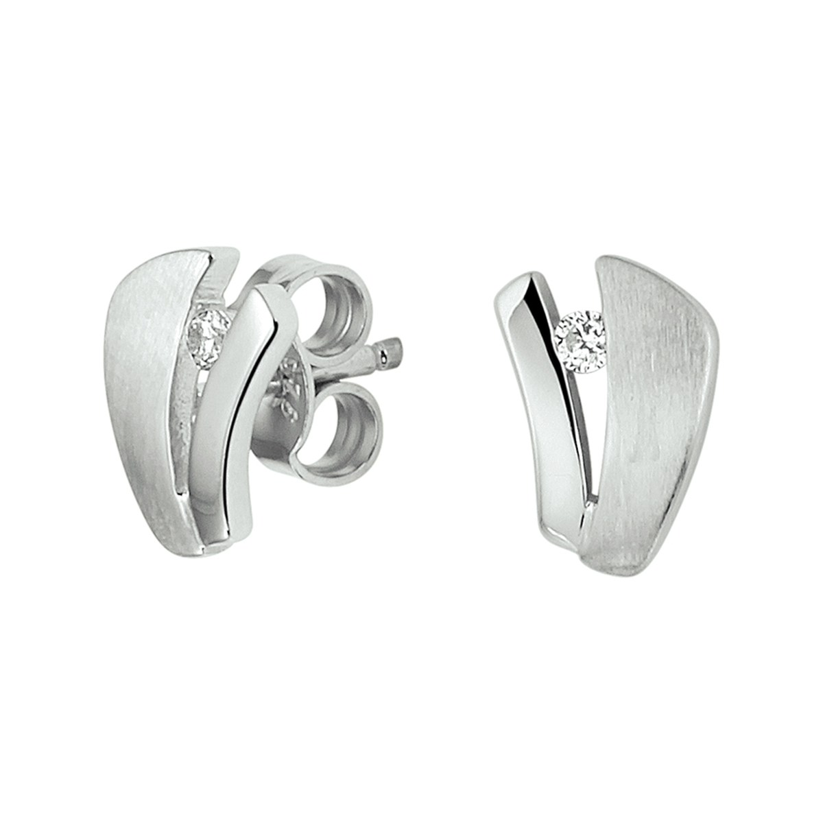 Gerhodineerd zilveren poli/mat oorknoppen met een afmeting van 9.3x6.7mm uitgevoerd met een briljant geslepen zirkonia. De oorknoppen zijn te combineren met bijpassende sieraden uit onze collectie.