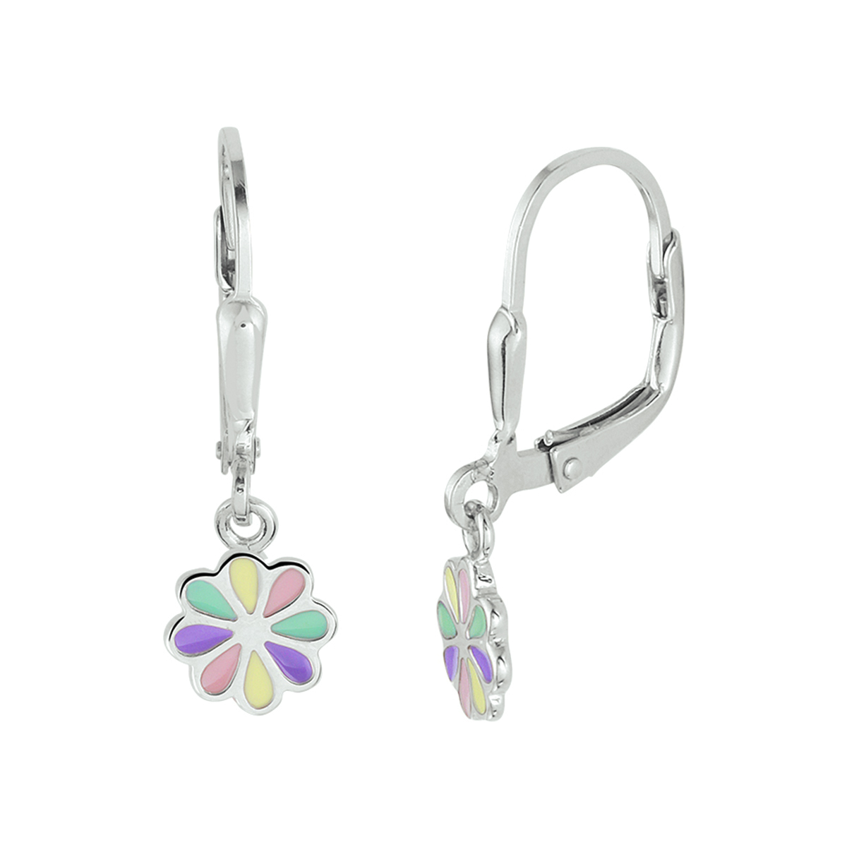 Gerhodineerd 925 zilveren oorhangers uitgevoerd met een bloem. De oorhangers hebben een totale hoogte van 2.4cm. De afmeting van de hanger is 10x7mm.