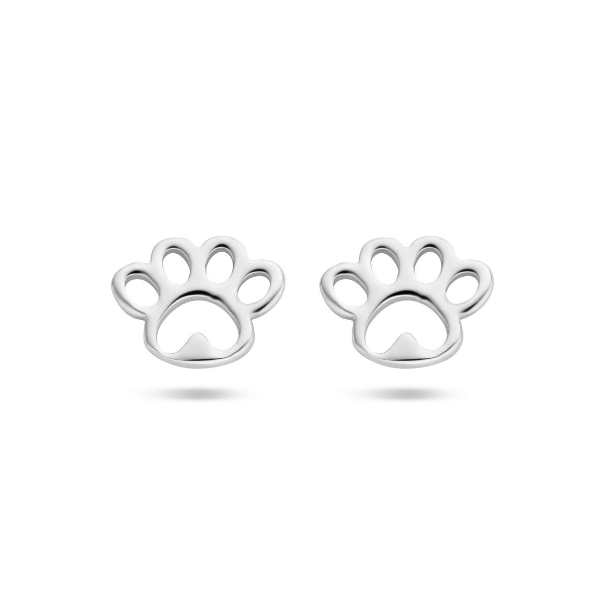 Gerhodineerd 925 zilveren oorknoppen in de vorm van een hondenpoot. De oorknoppen hebben een afmeting van 6.5x8mm.