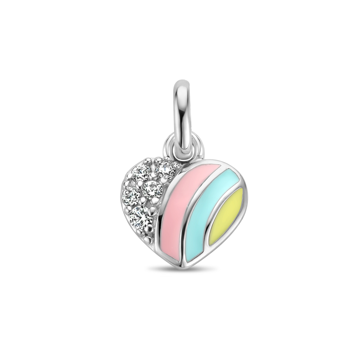 Gerhodineerd 925 zilveren hart met zirkonia hanger. Het hart heeft een afmeting van 7.5x8mm.