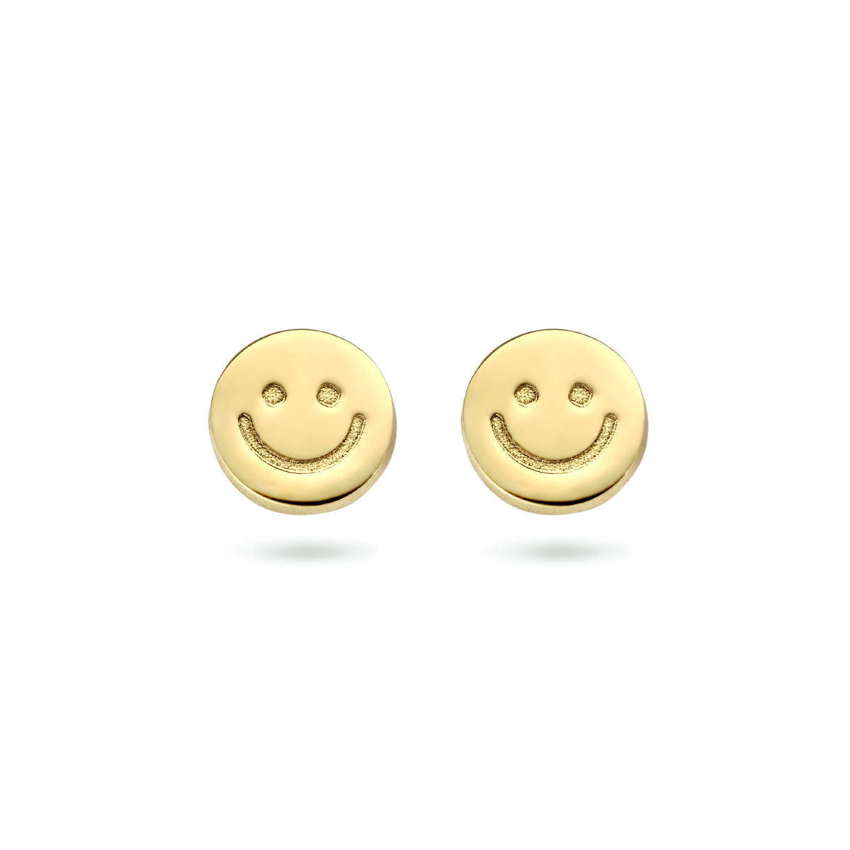 Verguld op 925 zilveren oorknoppen met een smiley voorstelling. De oorknoppen hebben een diameter van 6mm. Geen garantie op plating.