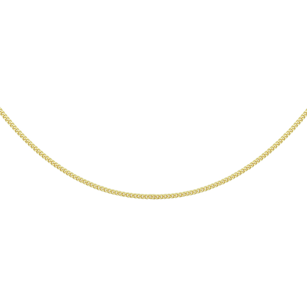 Geelgouden collier met gourmet schakel. 
Breedte: 1.2 mm
Langste lengte: 50 cm
