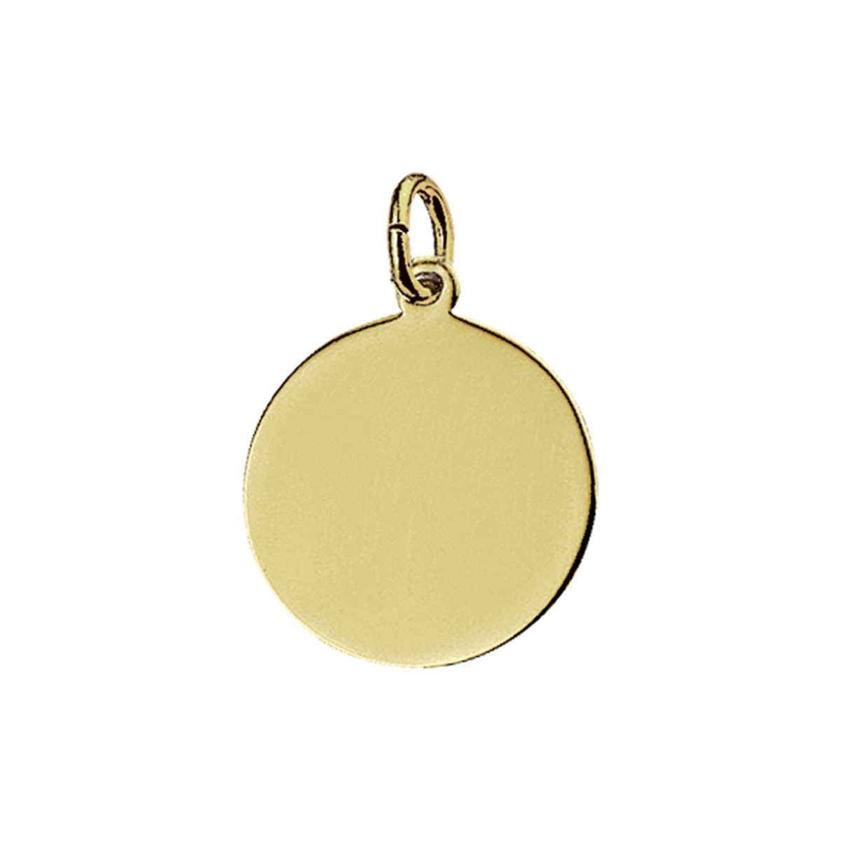 Geelgouden graveerhanger met een poli afwerking. 
Verpakt per: 1. Breedte: 16 mm