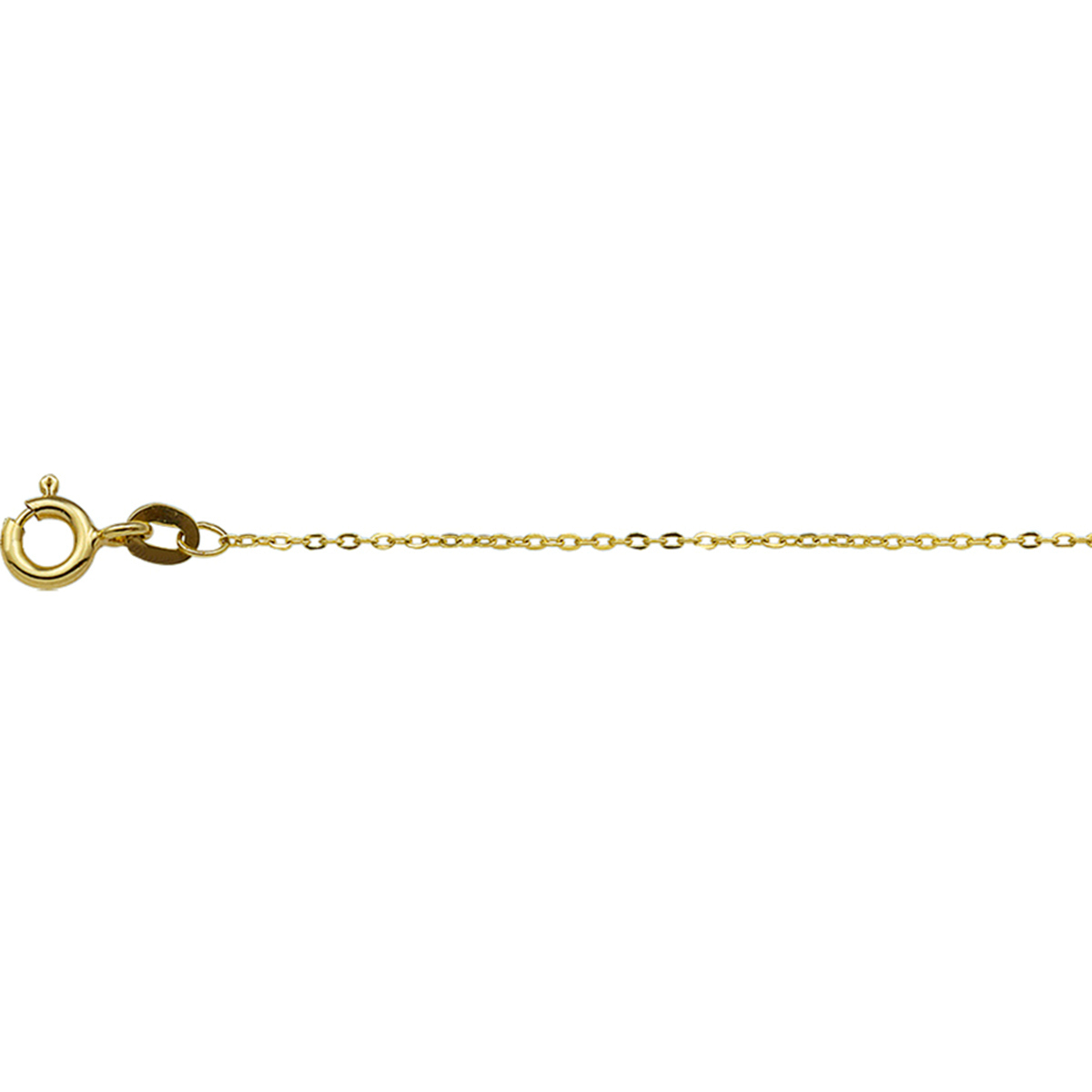 Geelgouden collier met anker schakel. 
Doelgroep: unisex
Breedte: 1 mm
Langste lengte: 45 cm