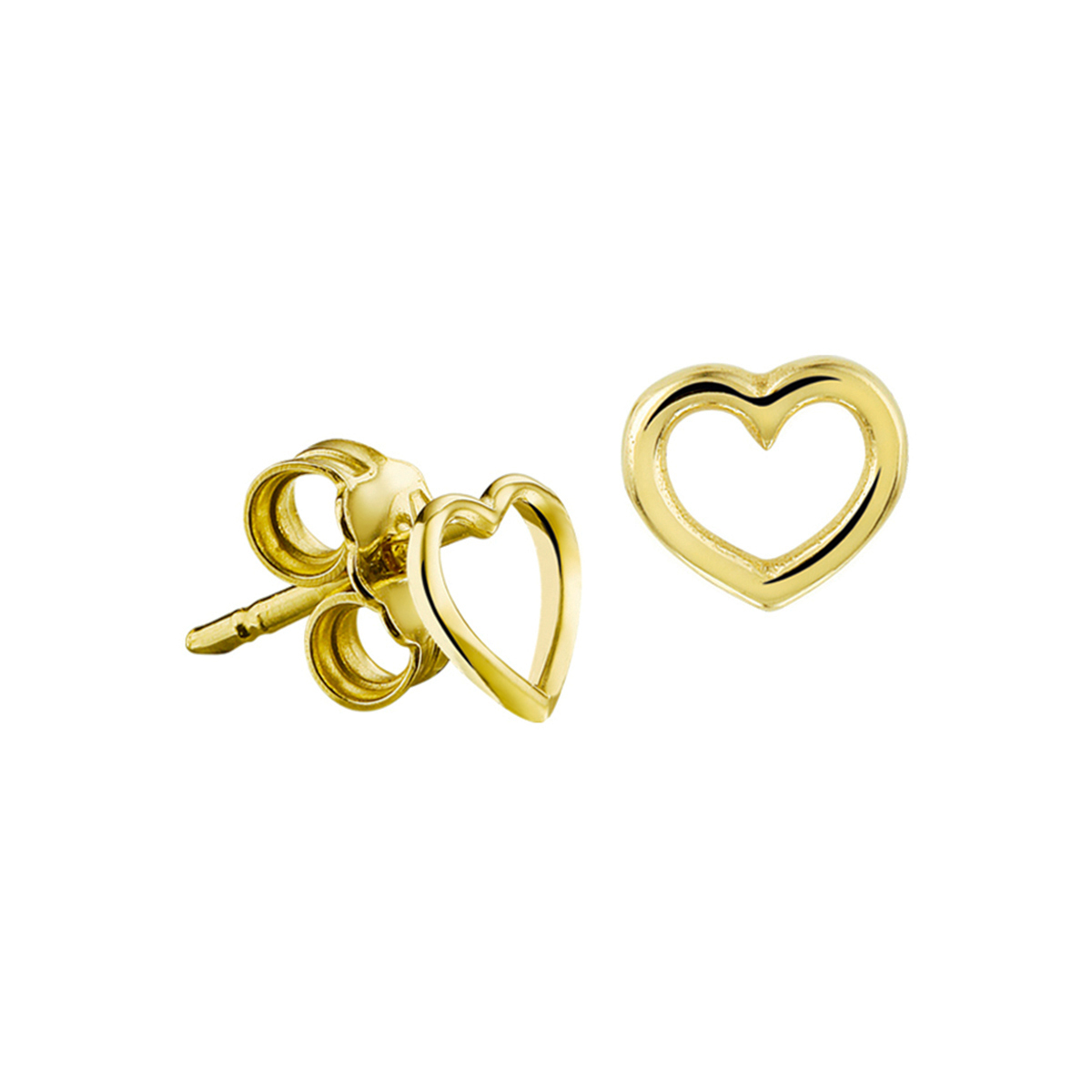 Geelgouden oorknoppen met een open hart.