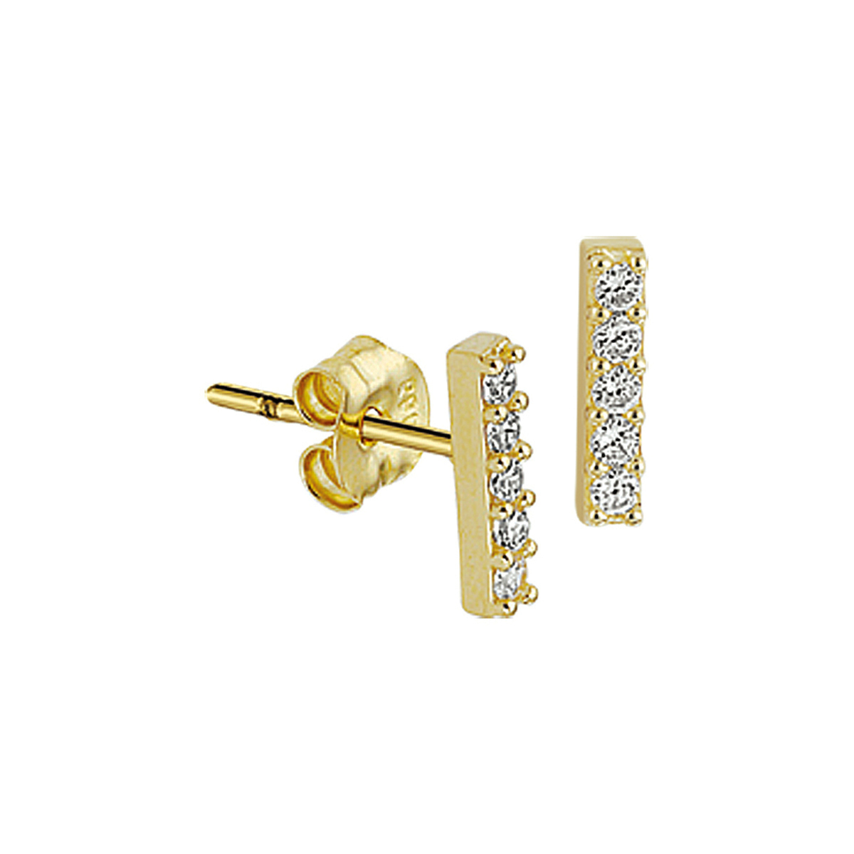 oorknoppen balkje zirkonia 14K geelgoud