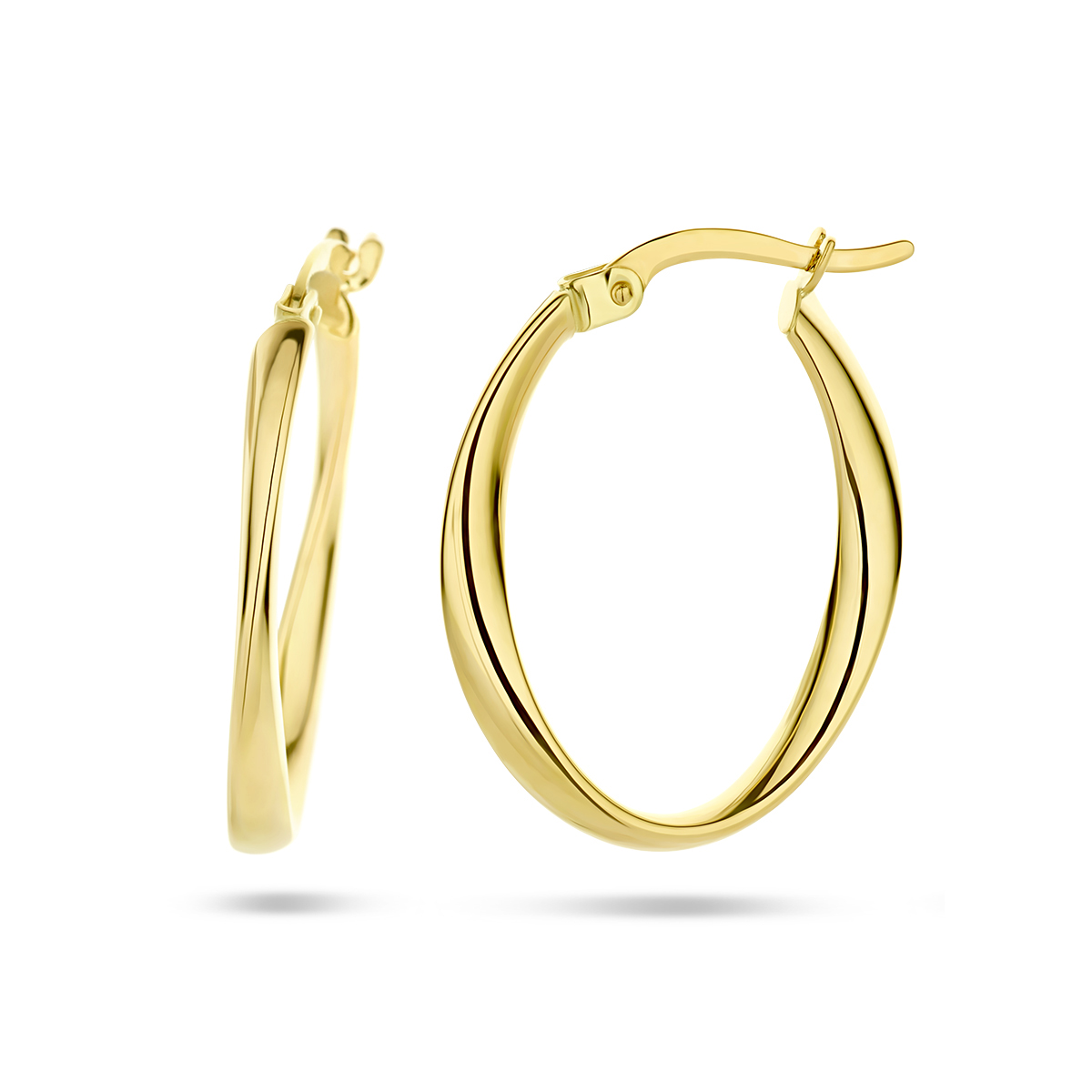 14k Geelgouden oorringen met een afmeting van 24x2.5mm.