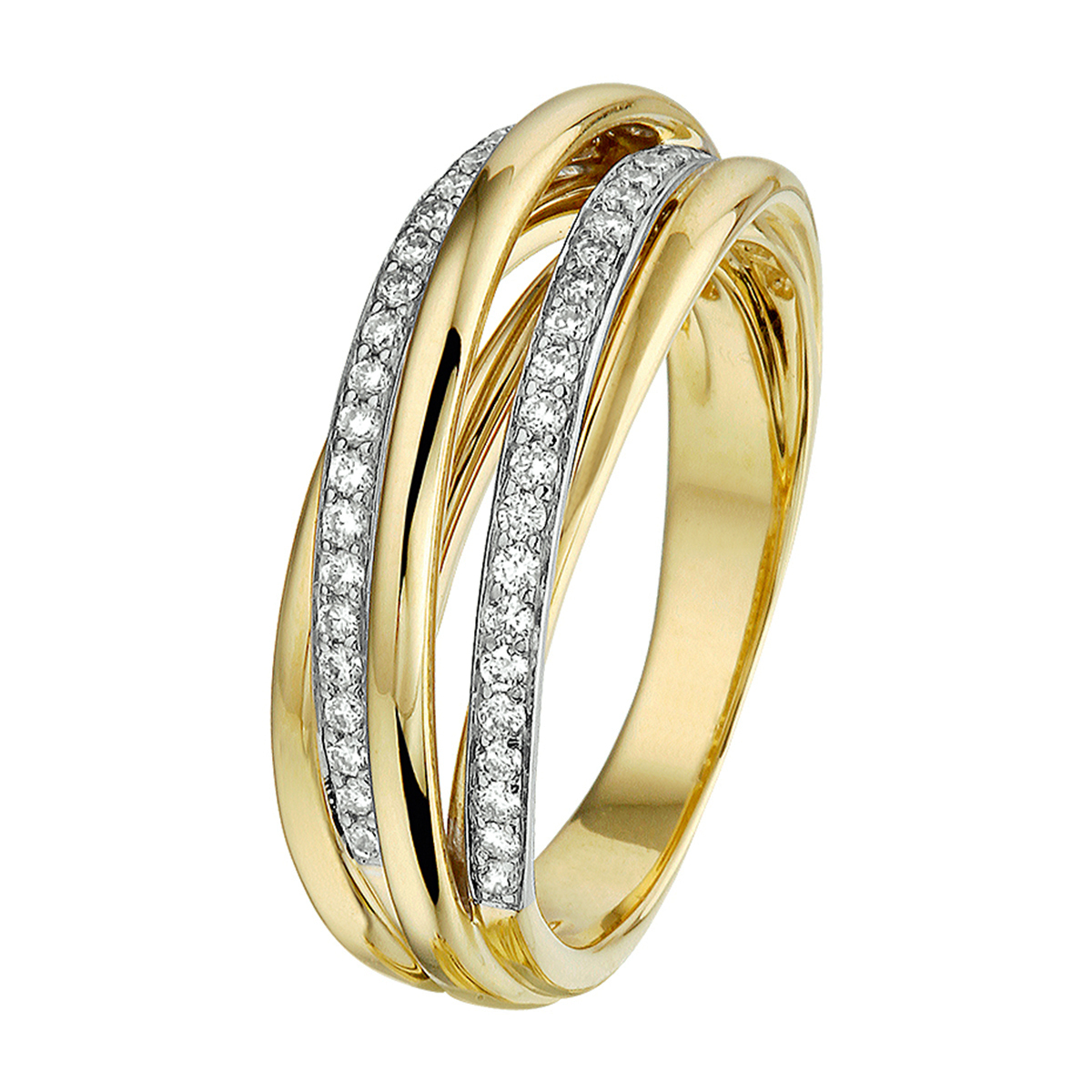 ring diamant 0.32ct h si 14K bicolor goud geel/wit