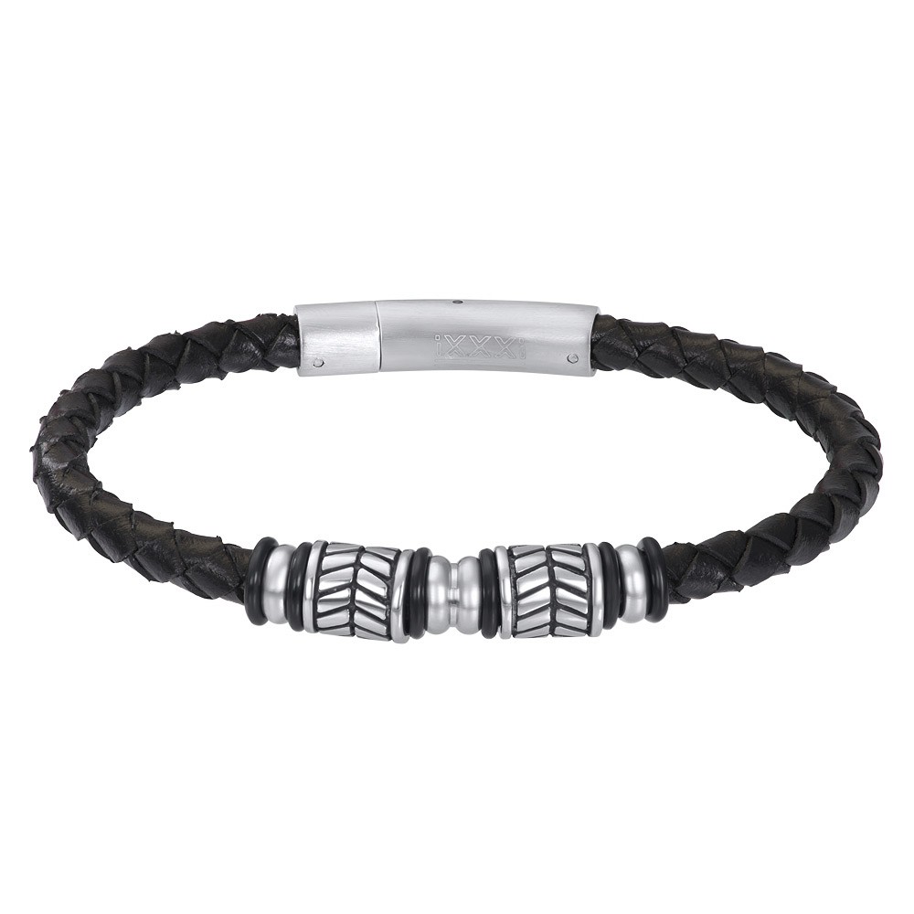 De iXXXi Men armband Dani is een dunne, subtiele, leren armband met matt-zilverkleurige details gemaakt van stainless steel.