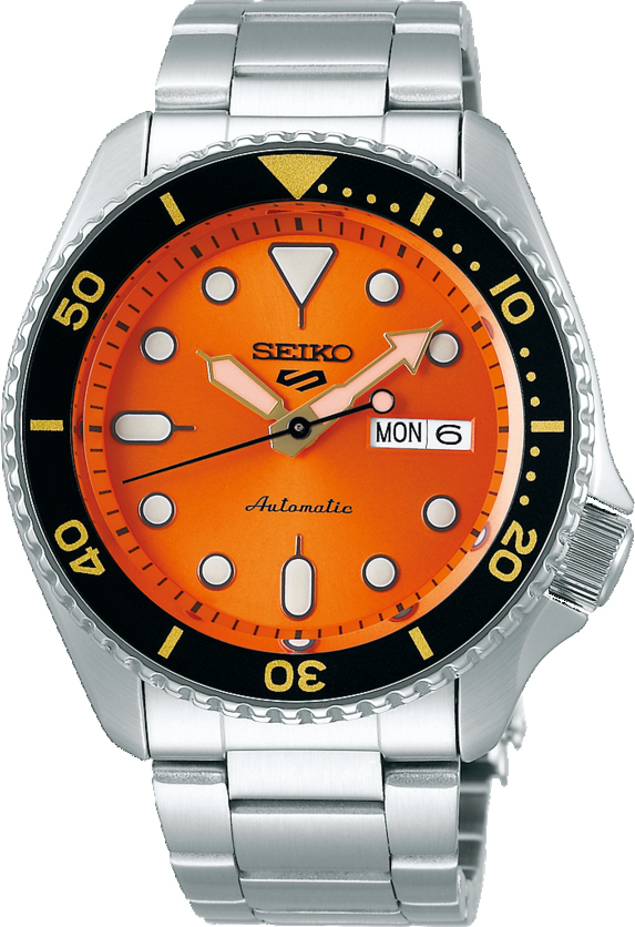 Dit is een herenhorloge van het merk Seiko. Het is een analoog horloge gemaakt van staal. De diameter van de kast is 42.5 mm en de kast is 14 mm dik.
De verdere specificaties van het horloge zijn als volgt:
Kastvorm: rond
Kastkleur: zilverkleurig
Kastmateriaal: staal
Bandbreedte: 22 mm
Bandlengte: 257.5 mm
Sluiting: vouwsluiting met veiligheidsklepje en drukker
Wijzerplaatkleur: oranje
Glassoort: hardlex mineraal glas
Waterdichtheid: 10 ATM
Techniek: automaat