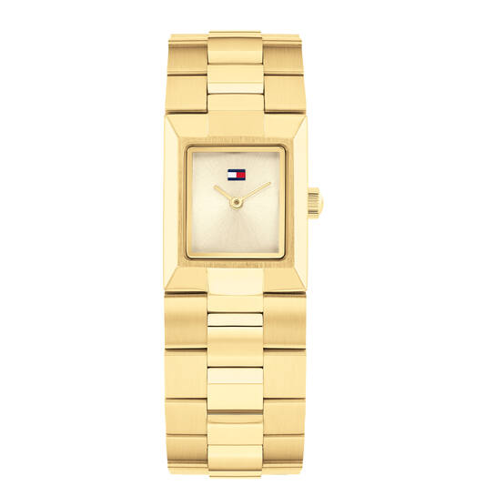 Dit Tommy Hilfiger horloge behoort tot de Ivy collectie.
Referentienummer: TH1782787

Dit elegante Tommy Hilfiger horloge straalt luxe uit. Het horloge heeft een goudkleurige stalen kast en band met een diameter van 25MM. Dit horloge is perfect te dragen bij elegante en formele gelegenheden. De gouden kleur en slanke band van 8 mm breed maken het horloge een perfect accessoire voor zakelijke of feestelijke outfits. Combineer het met uw favoriete sieraden voor een harmonieuze uitstraling, zodat u gegarandeerd een blijvende indruk maakt. Kiezen voor dit horloge betekent subtiele klasse aan uw look toevoegen.