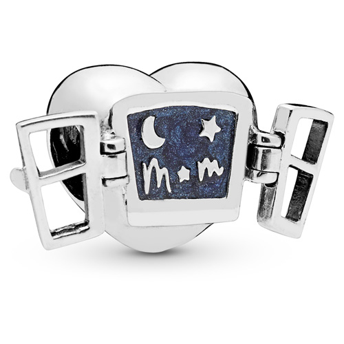Mum heart blue enamel