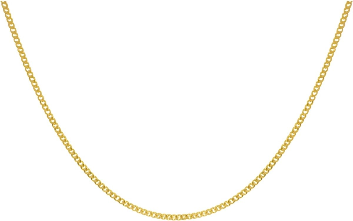 De Gourmet 14-karaat ketting is een verfijnde gouden halsketting van 46 cm, gemaakt van 14-karaats goud en heeft een breedte van 2 mm. Perfect voor elke gelegenheid, draag deze elegante ketting zowel bij casual als formele outfits voor een vleugje luxe. Een tijdloze aanvulling op elke sieradencollectie.