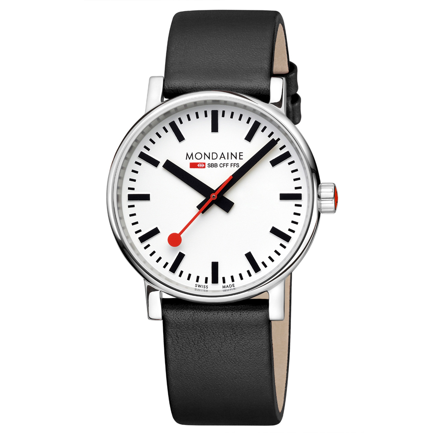 Mondaine Evo2 Horloge - Vegan leer - Zwart - 40mm  
