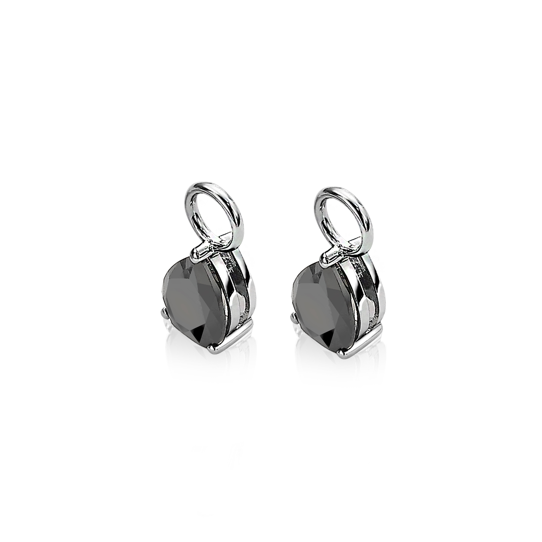 zinzi zilveren creoolhangers met zwarte druppel zirconia