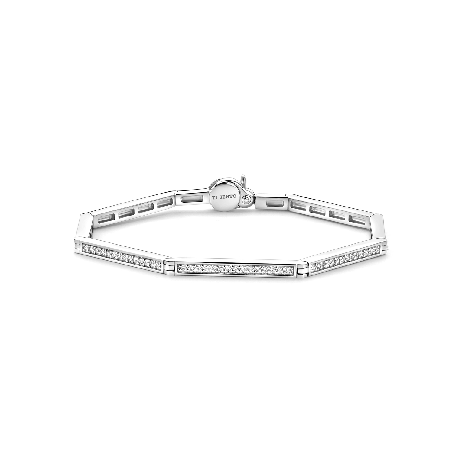 Ti sento zilveren schakelarmband met zirkonia | 23079ZI