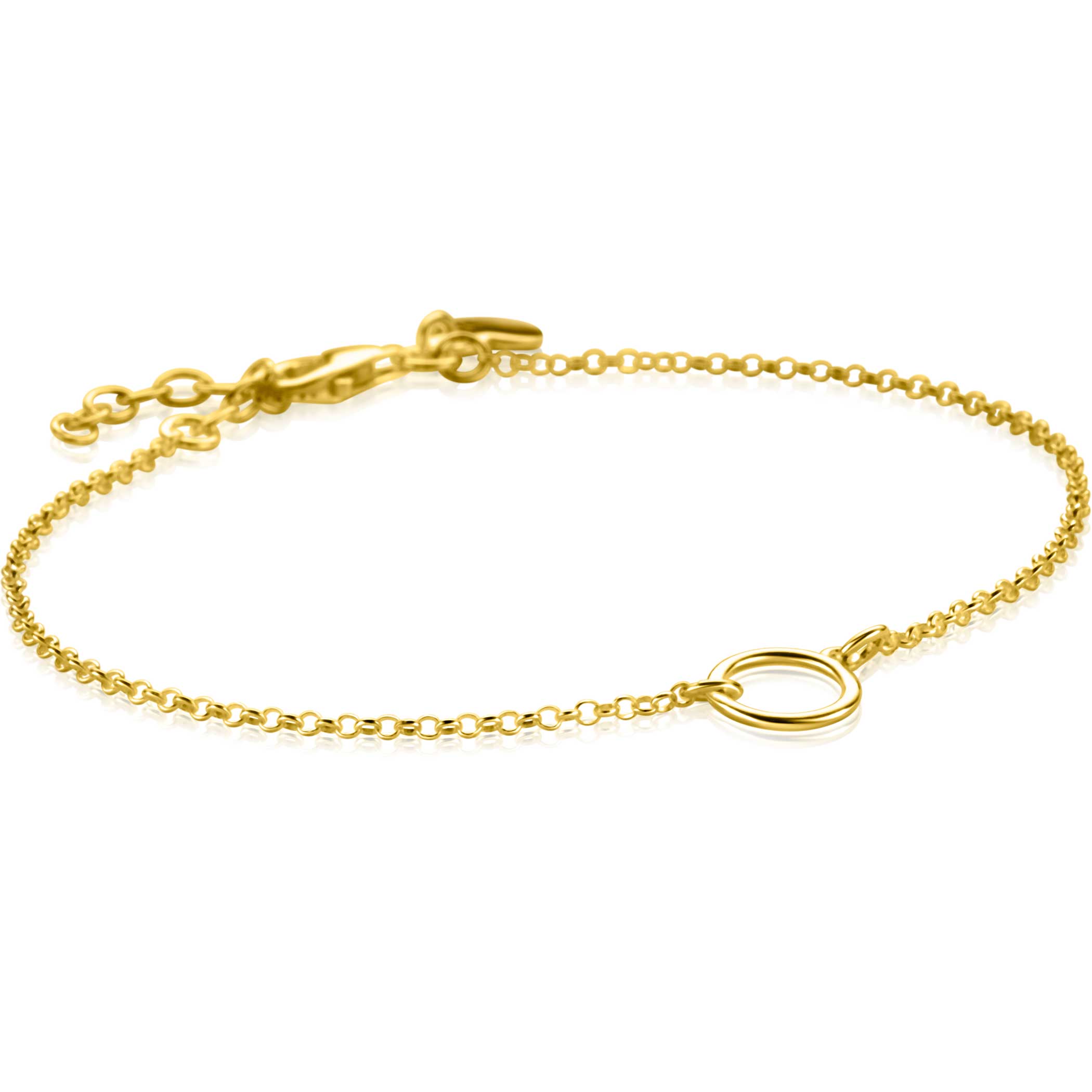 ZINZI Vergulde zilveren armband met open rondje 16,5-19cm ZIA2523G