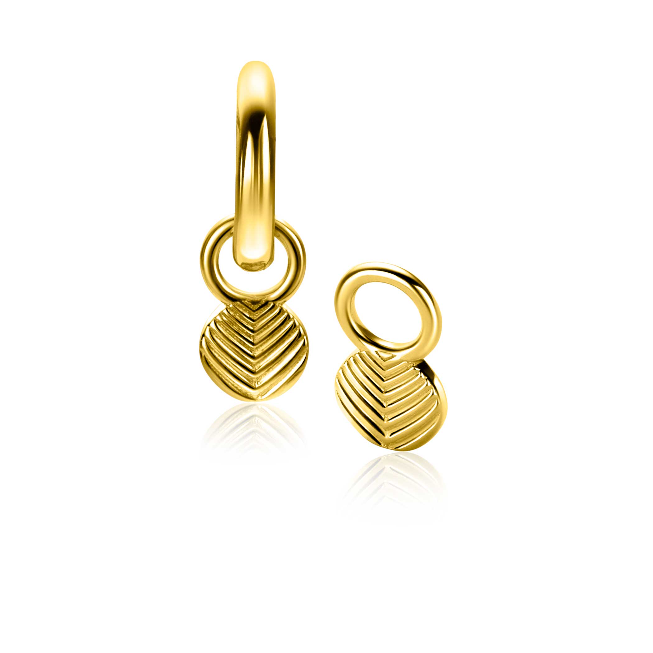 ZINZI gold plated zilveren oorbedels in ronde vorm (6mm), bewerkt met veermotief. De veer staat symbool voor je vleugels uitslaan en vrijheid. Hang deze oorbedels sierlijk aan je ZINZI oorringen. De oorringen zijn niet bij de prijs inbegrepen. Vervaardigd van eerste gehalte zilver (925) en extra geel verguld.