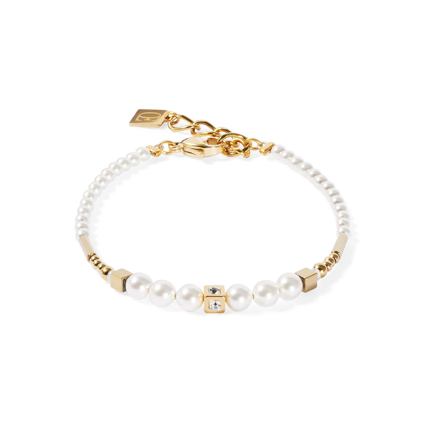 Glinsterende lichtheid voor je pols - de Shimmering Princess Pearls goud-witte armband combineert kostbare Crystal Pearls van Swarovski® met fijne gouden accenten. Het zachte kleurenpalet en minimalistische design maken deze armband een stijlvolle metgezel voor dag en nacht.