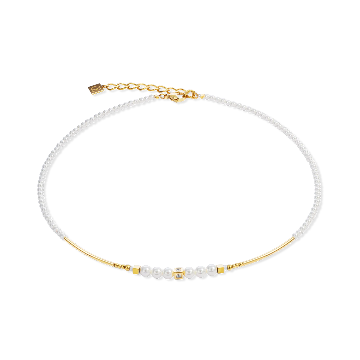 Delicaat, verfijnd, met een koninklijke glans - de Shimmering Princess Pearls goud-witte ketting combineert de zachte elegantie van Crystal Pearls van Swarovski® met glanzend roestvrij staal in goud. De harmonieuze combinatie van glinsterende witte tinten en luxueuze accenten geeft het sieraad een verfijnde lichtheid. Perfect voor iedereen die klassieke schoonheid wil combineren met modern design.